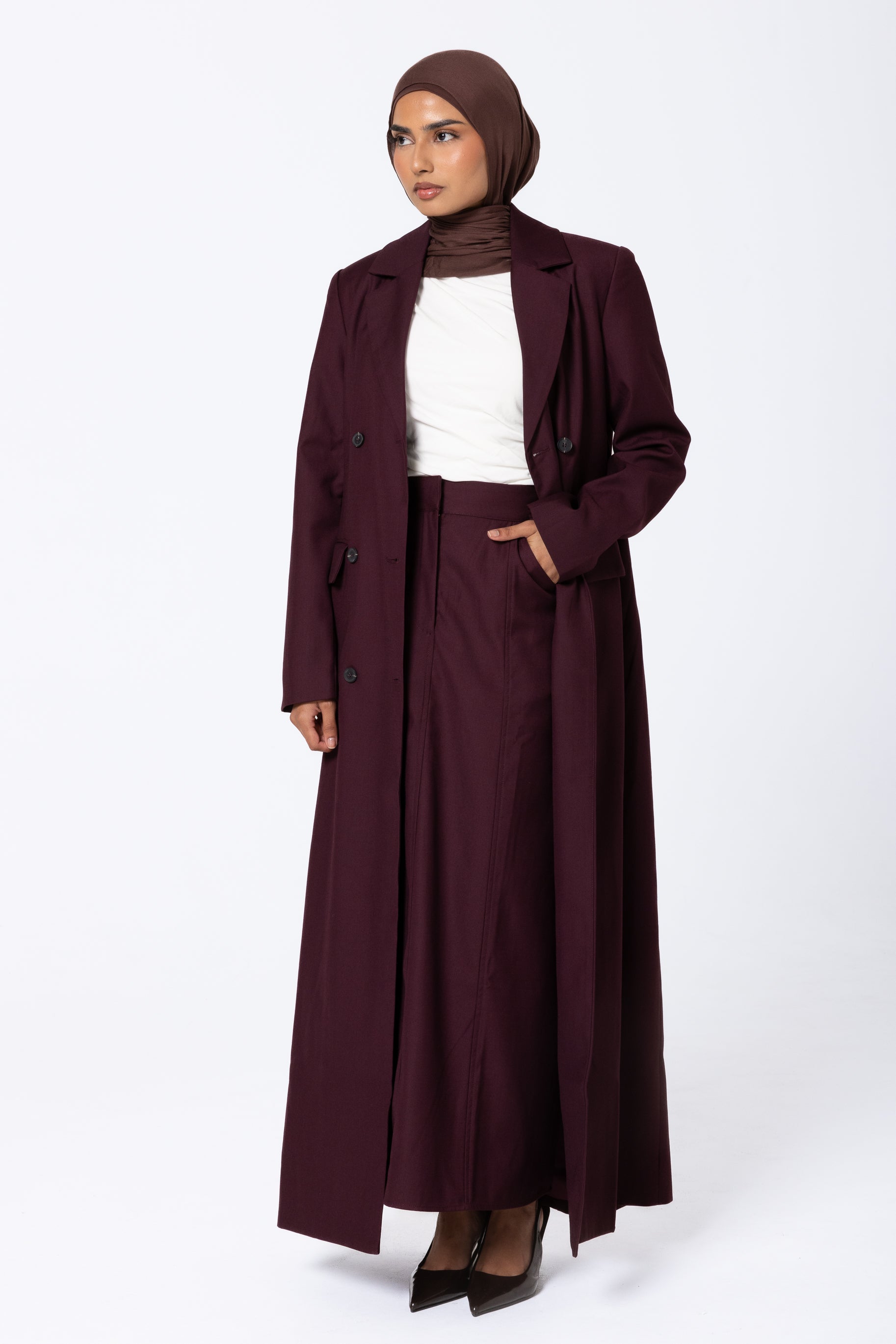 Alexa Pencil Skirt - Mulberry