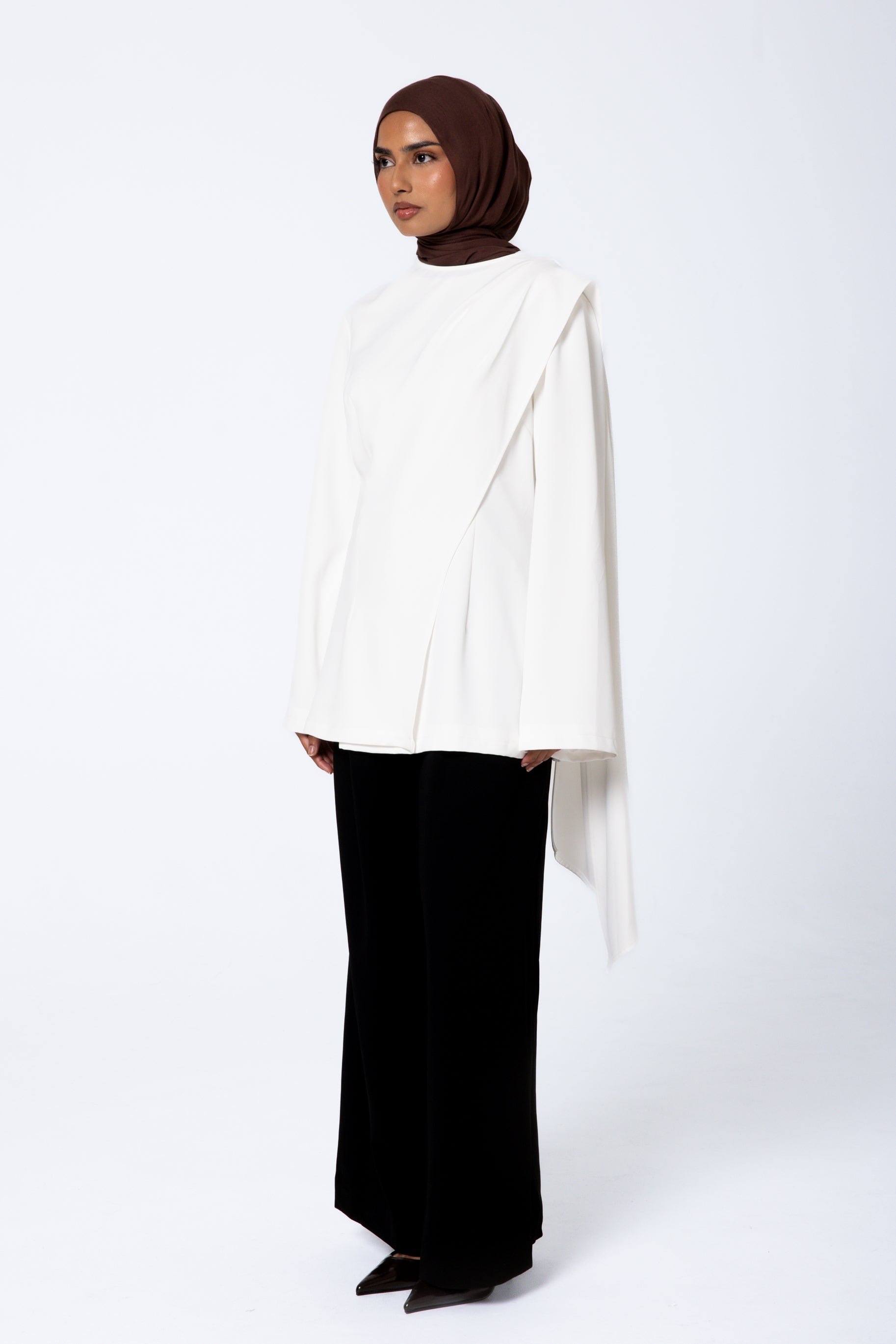Gardenia Drape Top - White