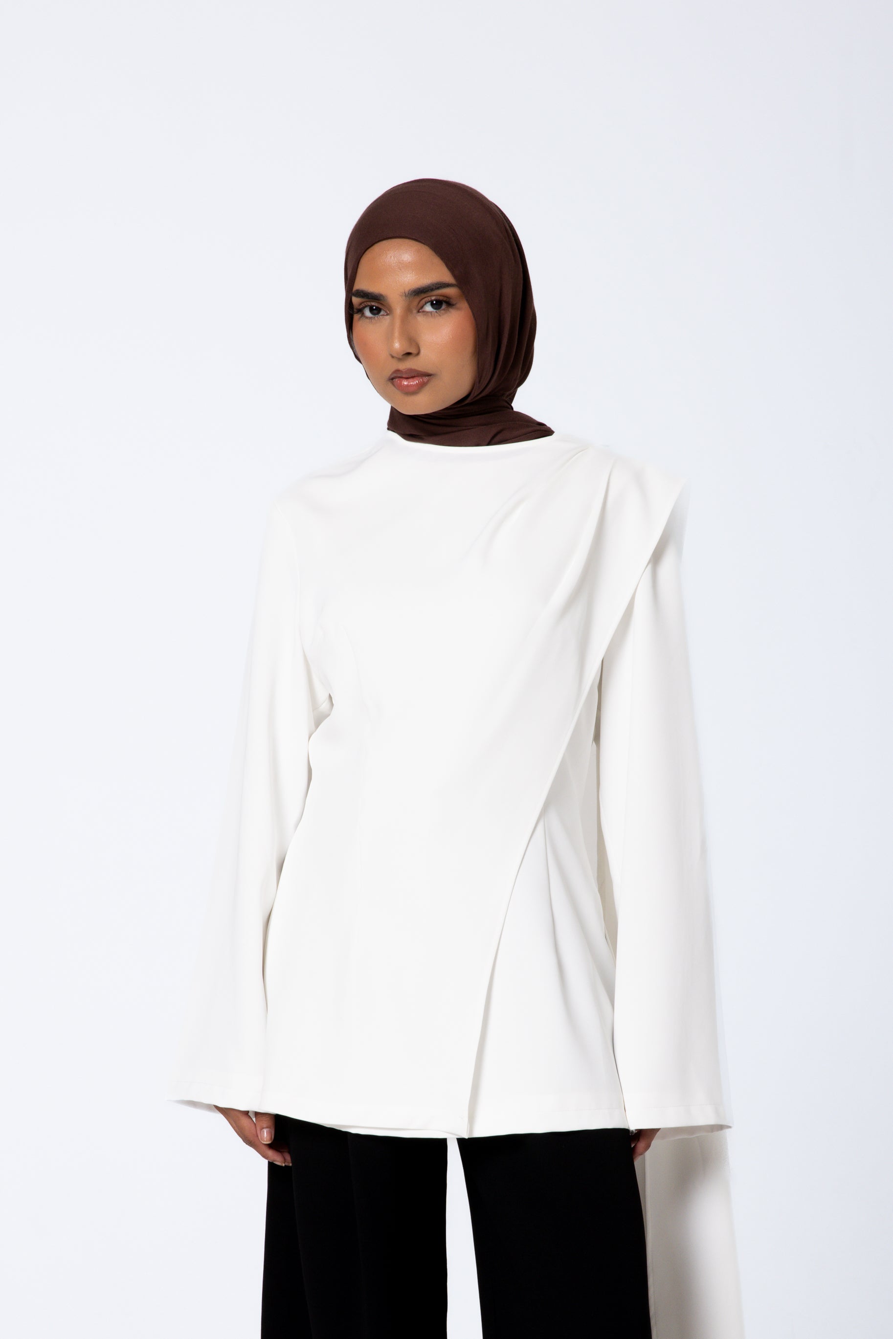 Gardenia Drape Top - White
