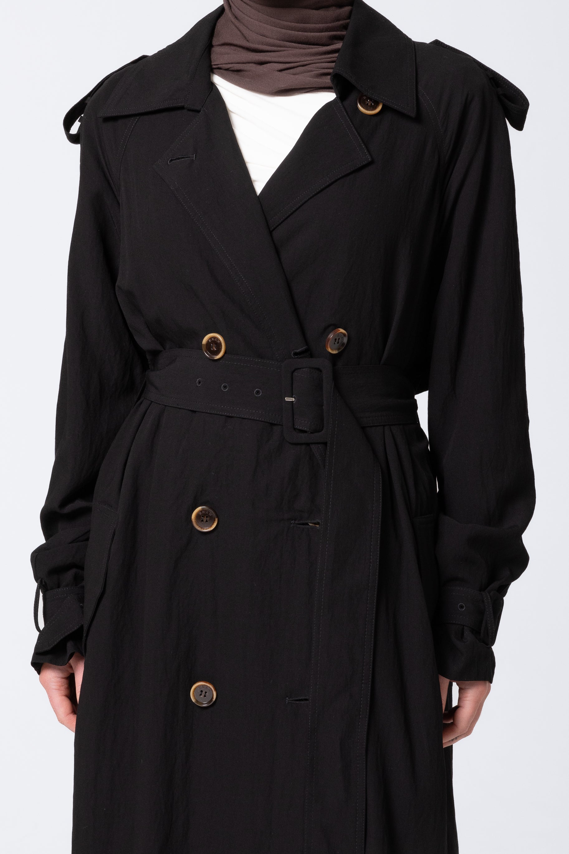 Lameesa Lyocell Trench Coat - Black