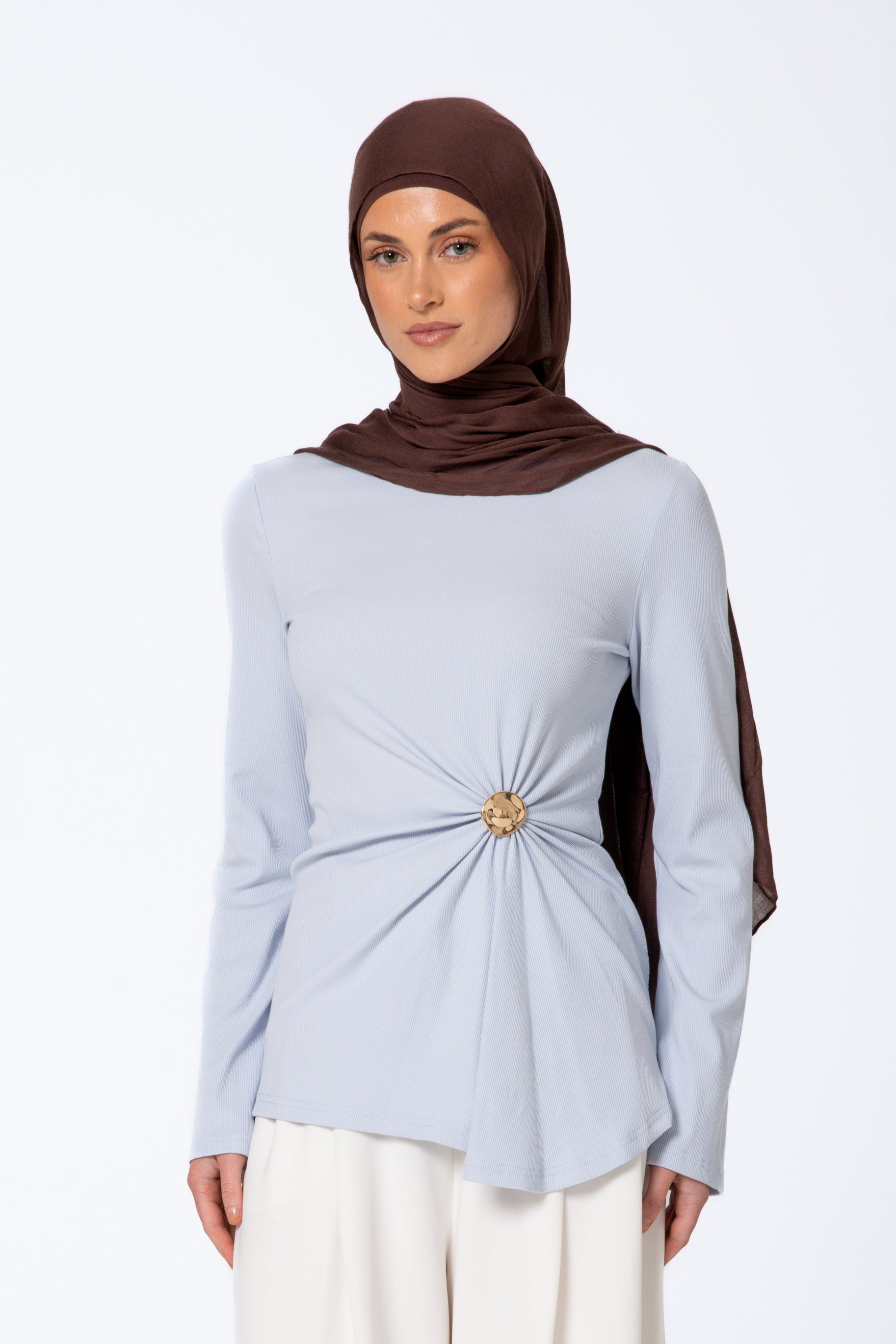 Daria Detail Top - Powder Blue