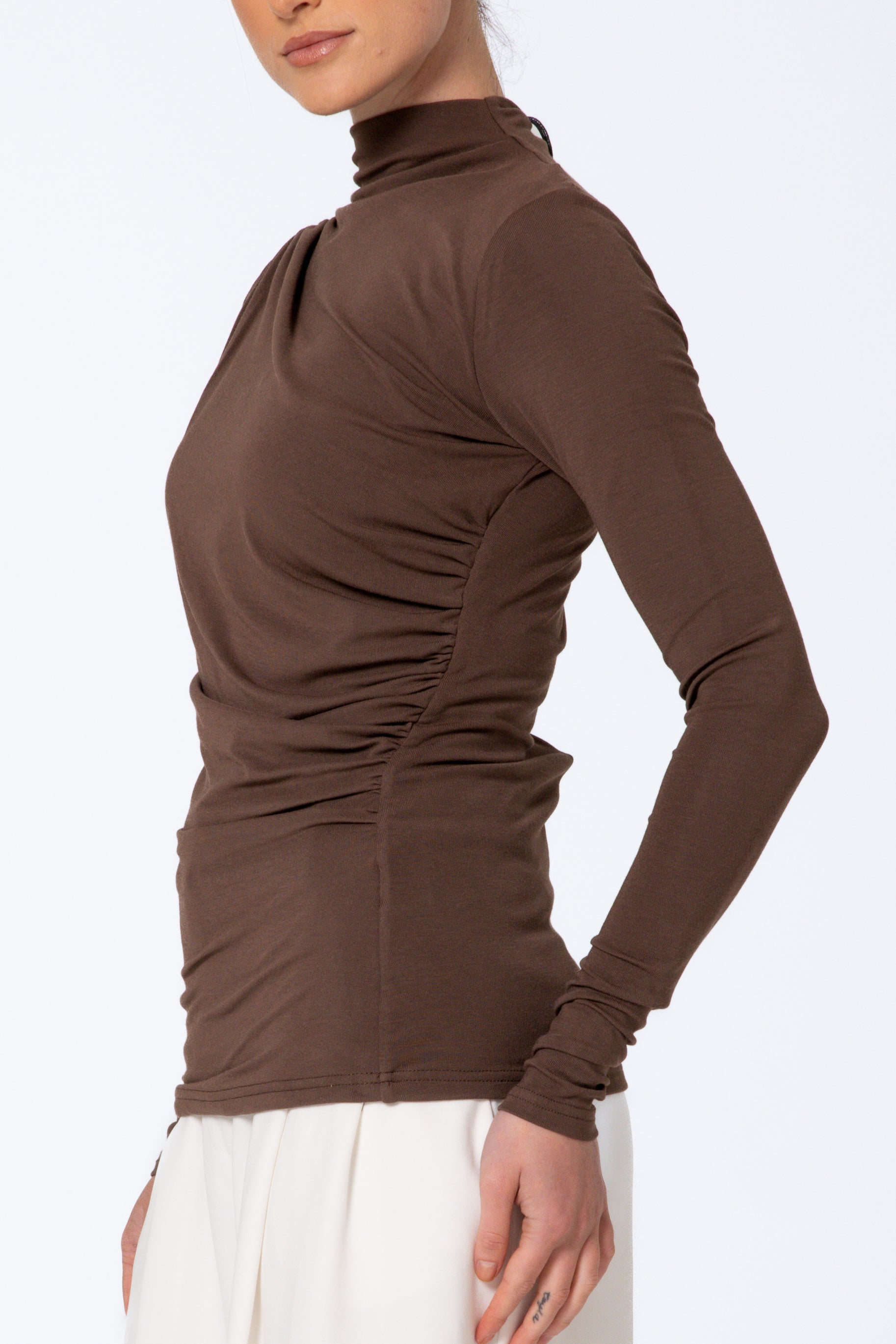 Modal Ruched Top - Espresso