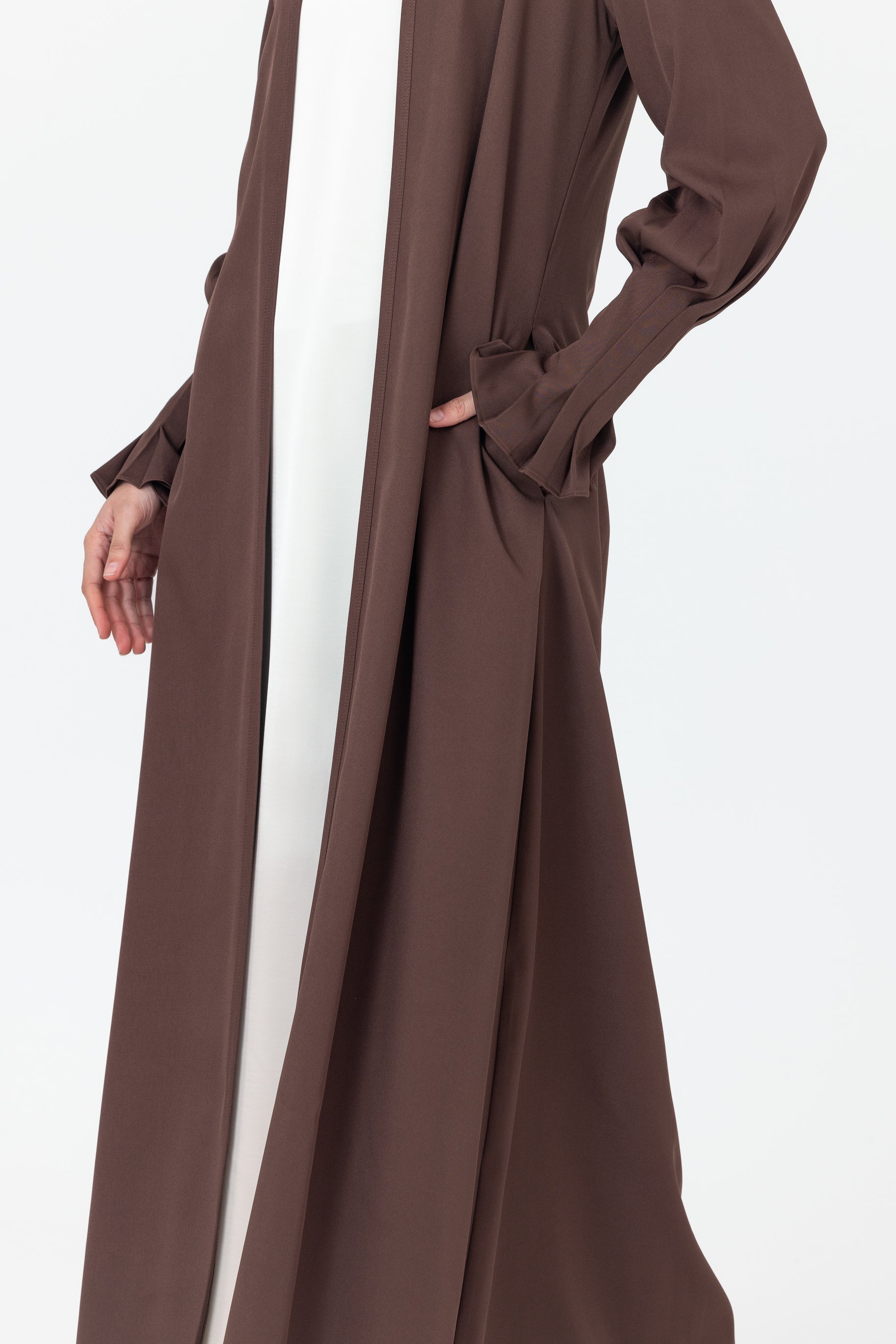 Mira Pleated Cuff Abaya - Espresso