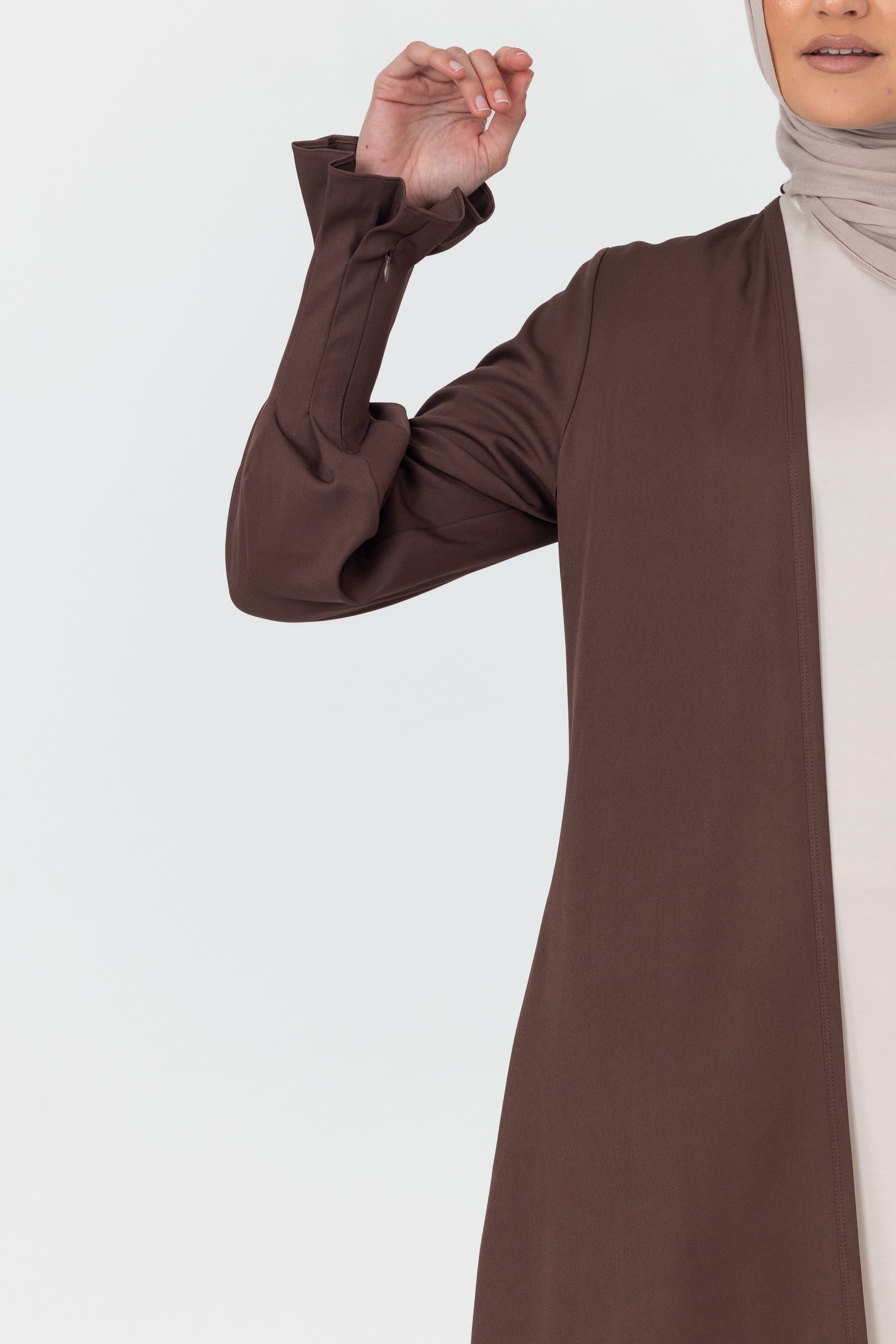 Mira Pleated Cuff Abaya - Espresso