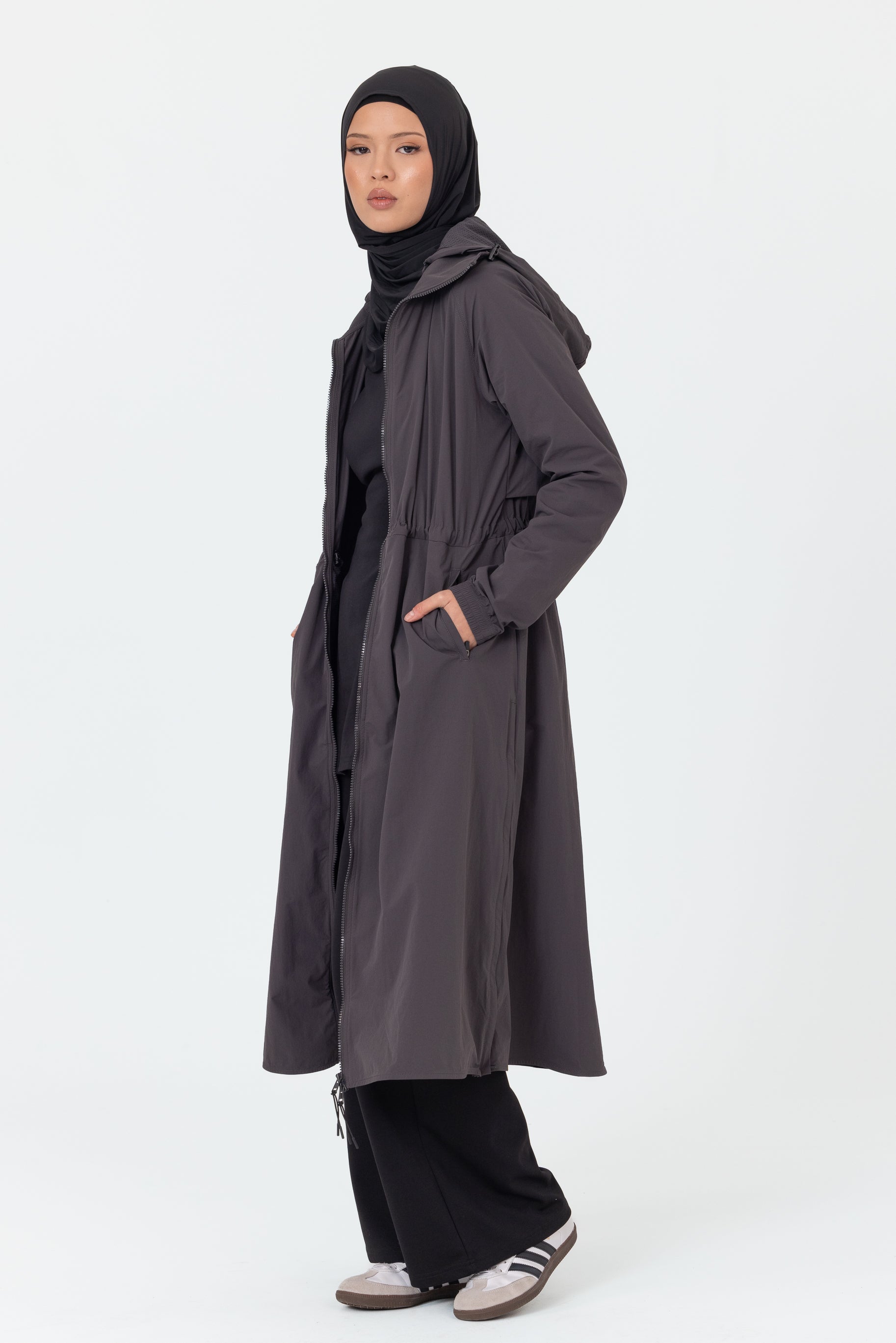 Everyday Zip Up Trench - Charcoal