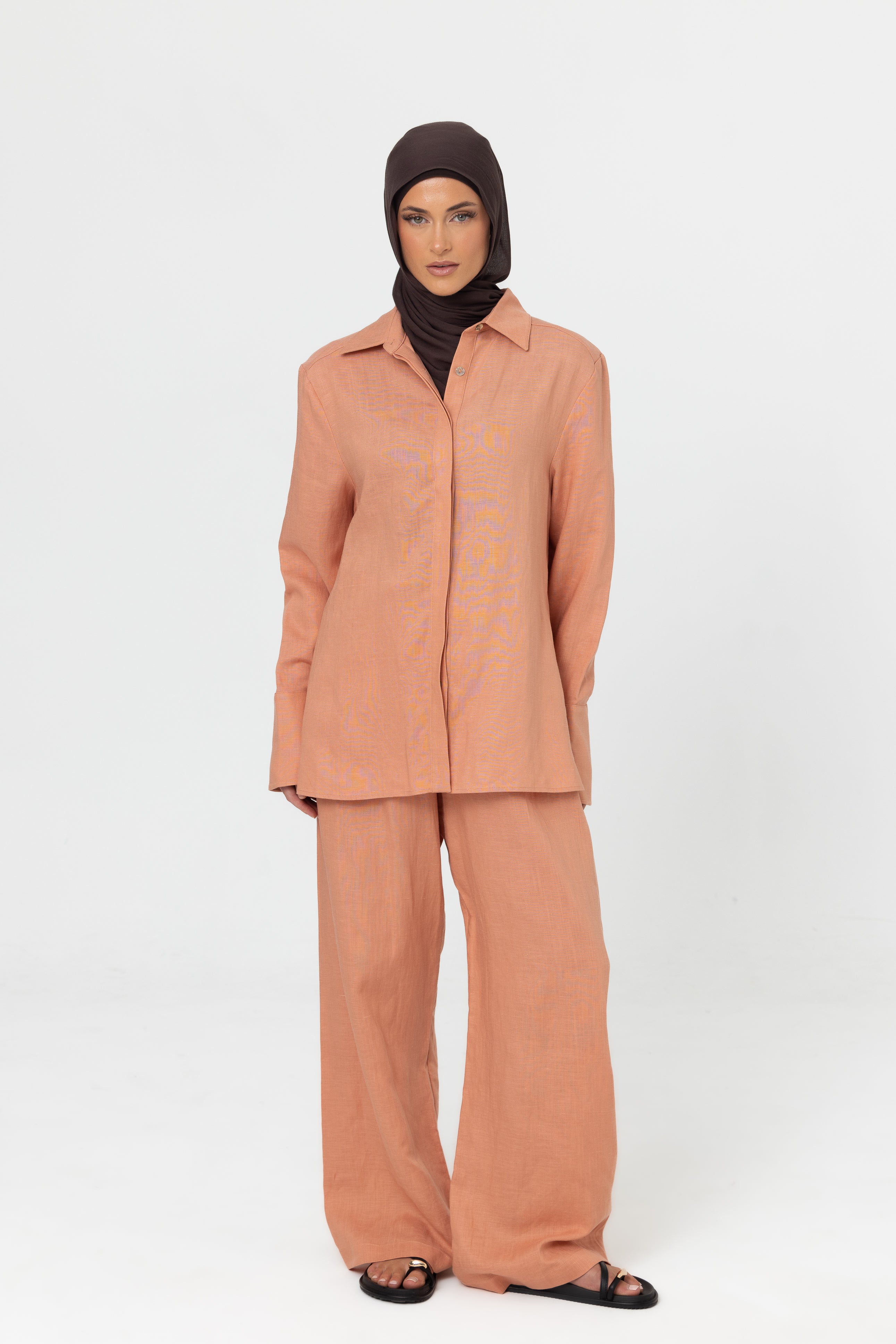 Gianna Button Up Shirt - Peach