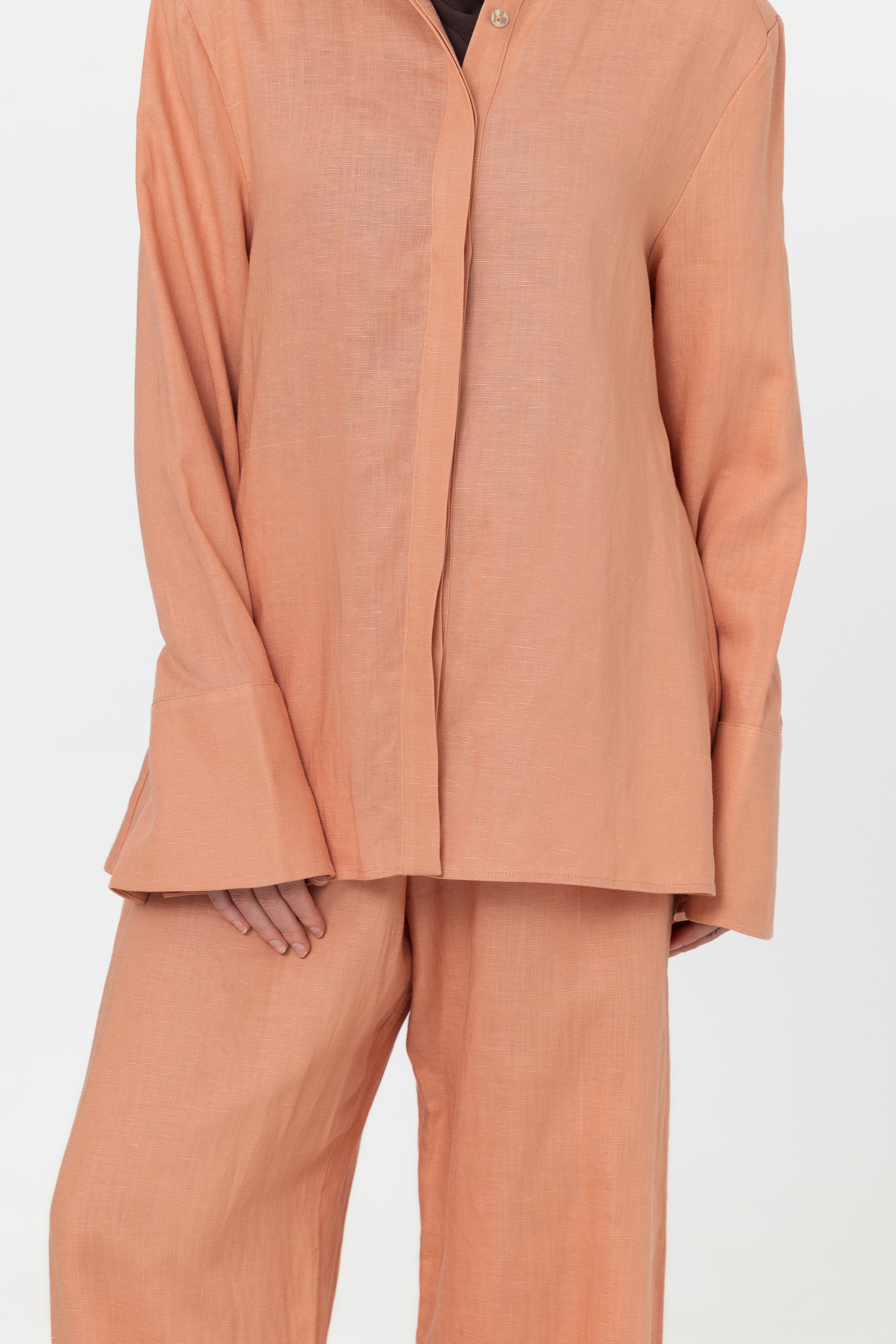 Gianna Button Up Shirt - Peach