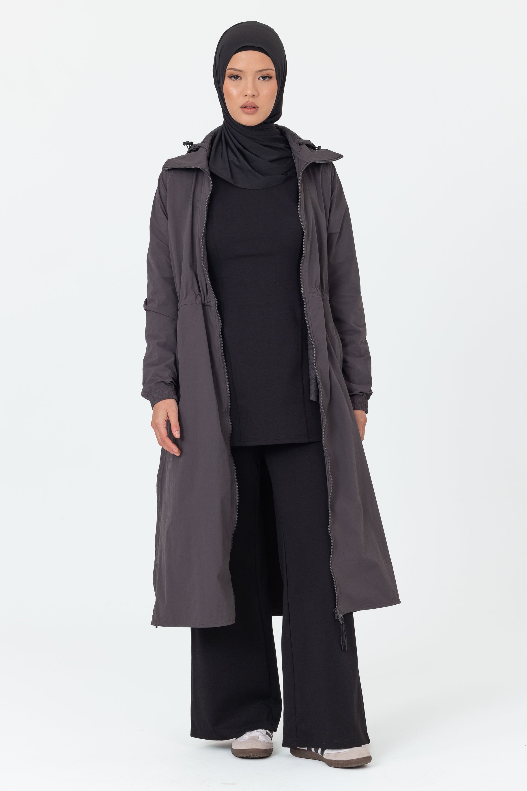 Everyday Zip Up Trench - Charcoal