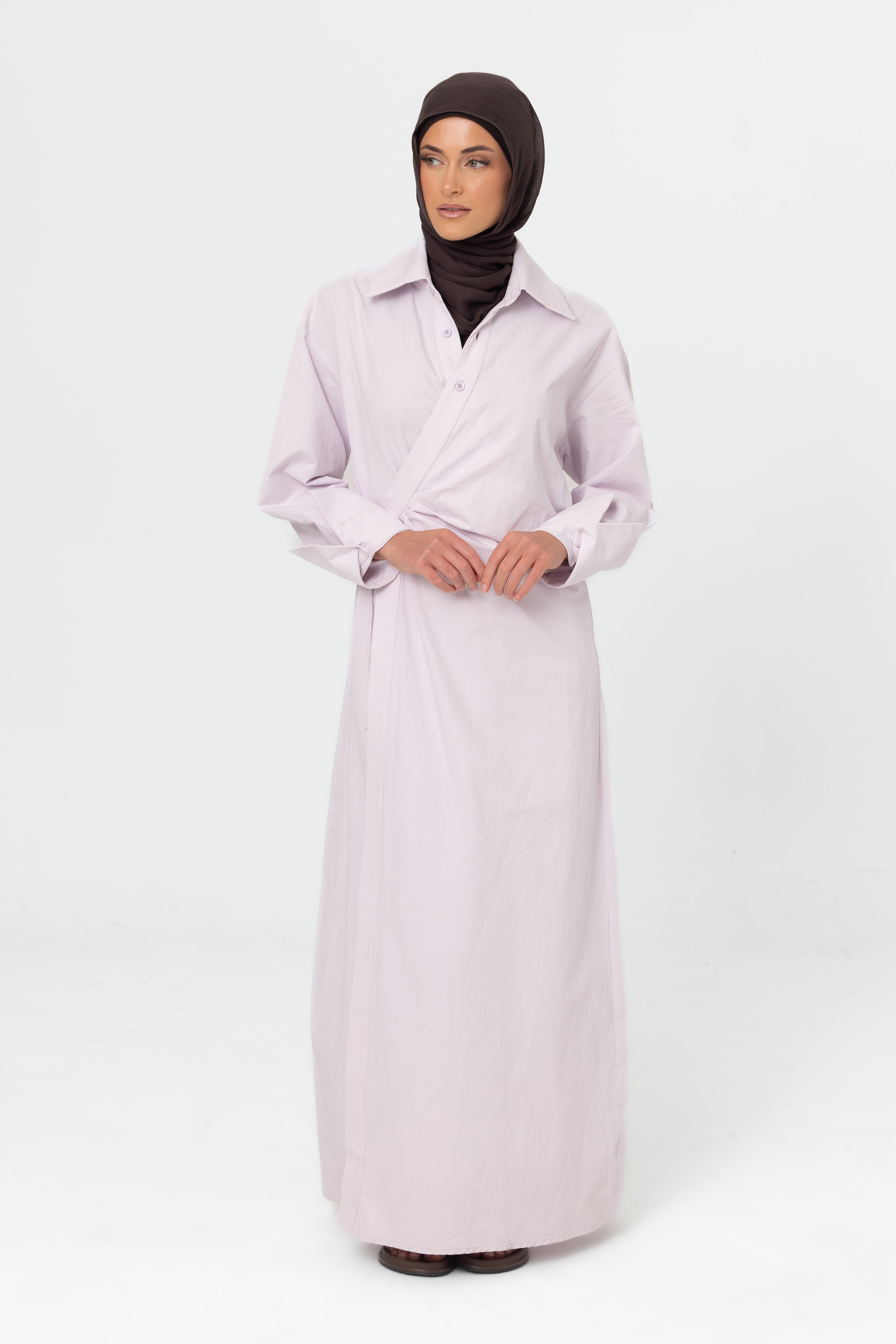 Asymmetric Wrap Dress - Lilac