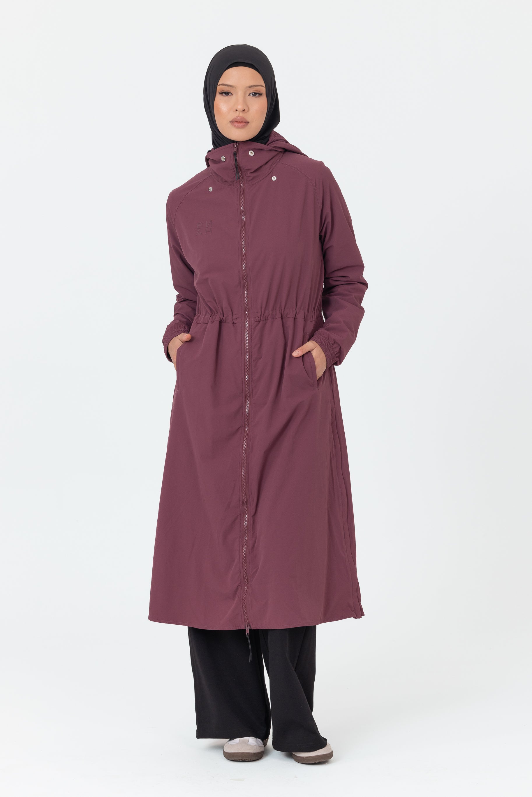 Everyday Zip Up Trench - Berry
