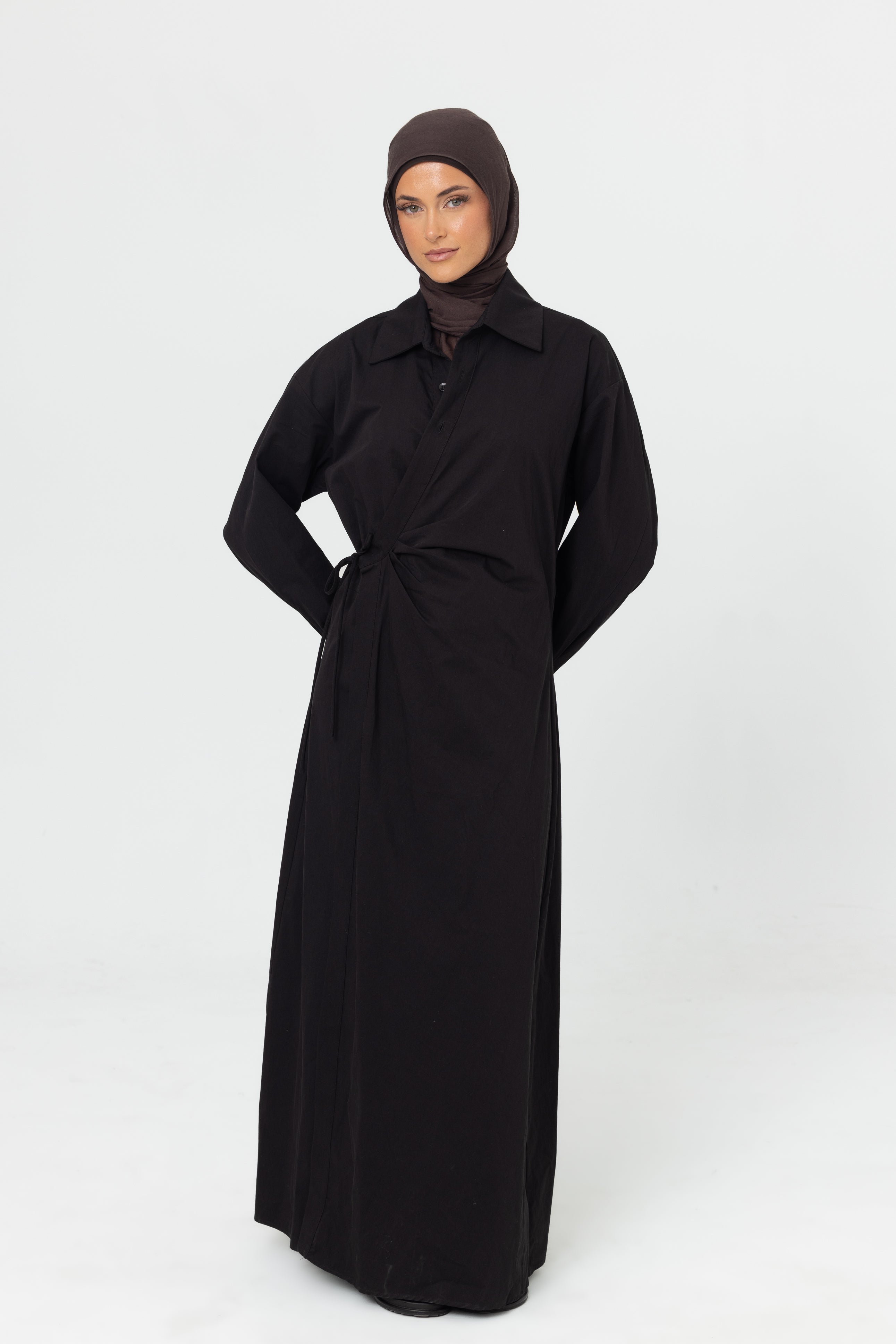 Asymmetric Wrap Dress - Black
