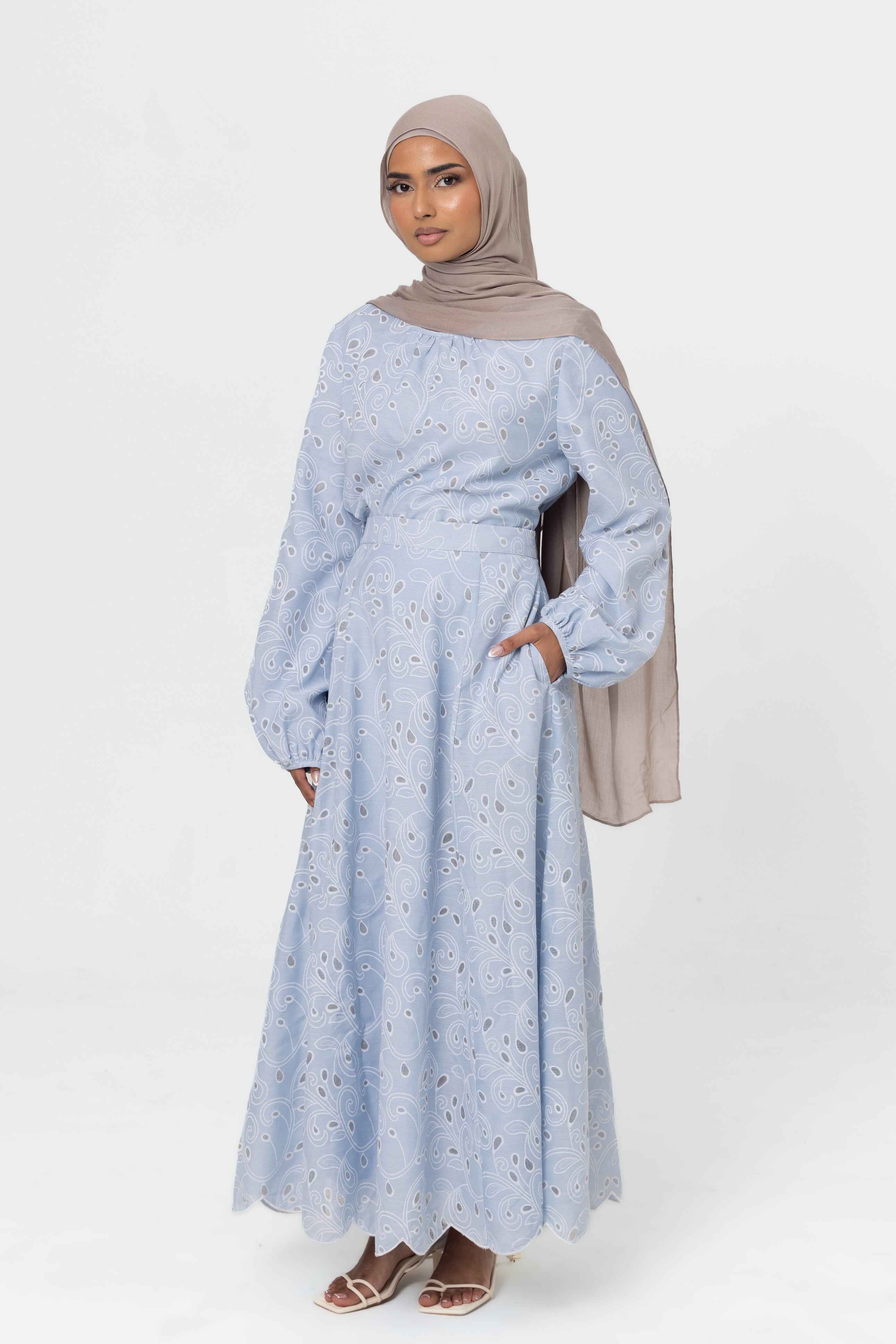 Nasma Embroidered Skirt - Blue