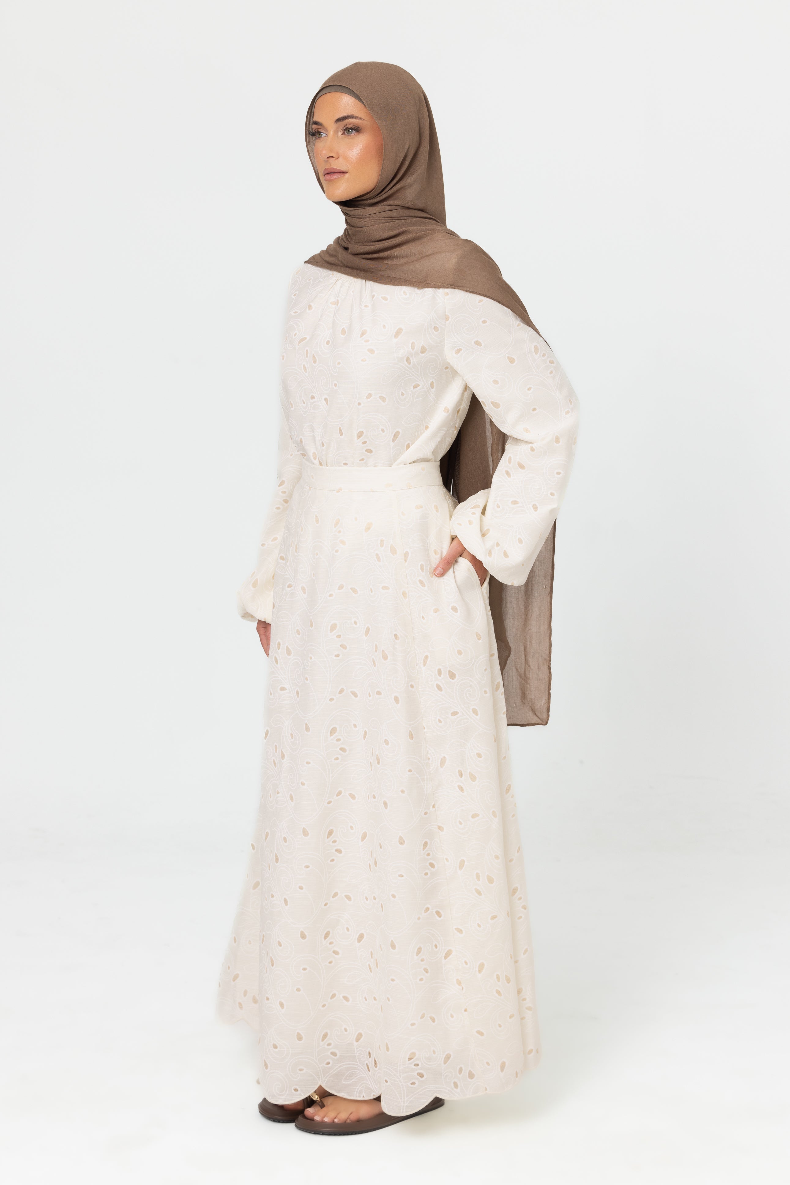 Nasma Embroidered Skirt - White