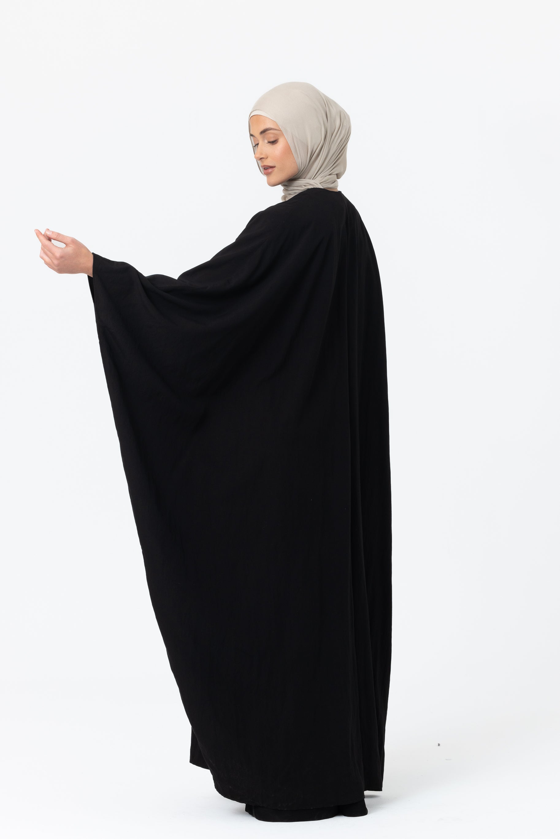 Noor Batwing Open Abaya - Black