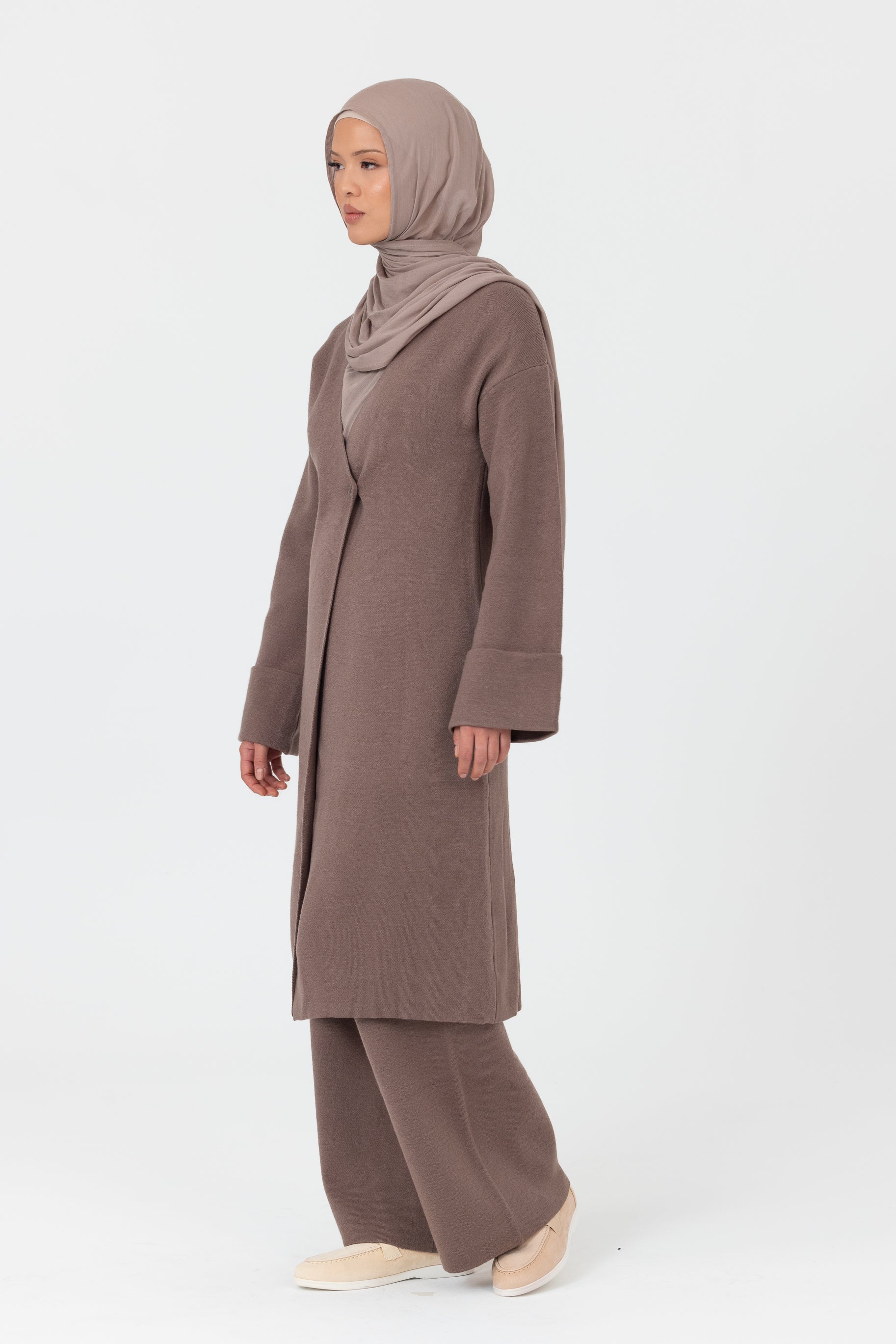 Marea Knit Longline Cardigan - Mocha