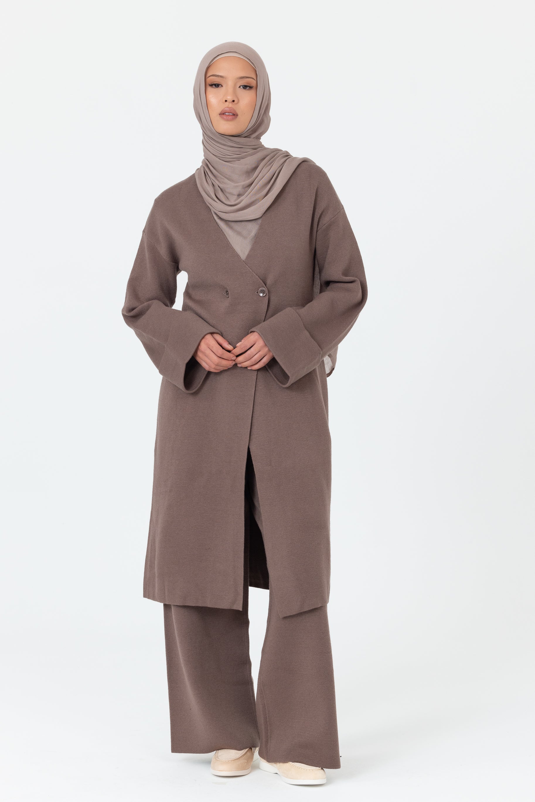 Marea Knit Longline Cardigan - Mocha