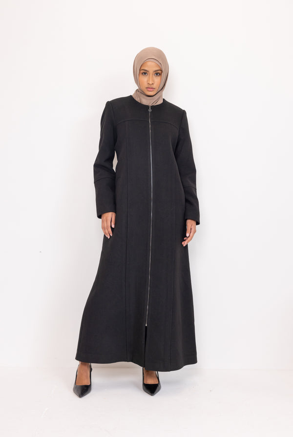 Winter Plus size Abaya - Black
