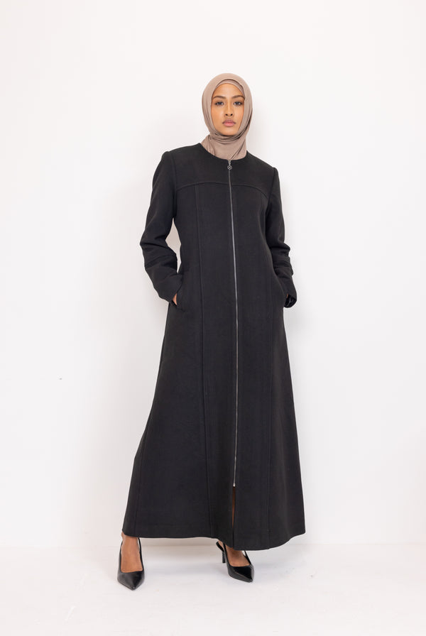 Winter Plus size Abaya - Black