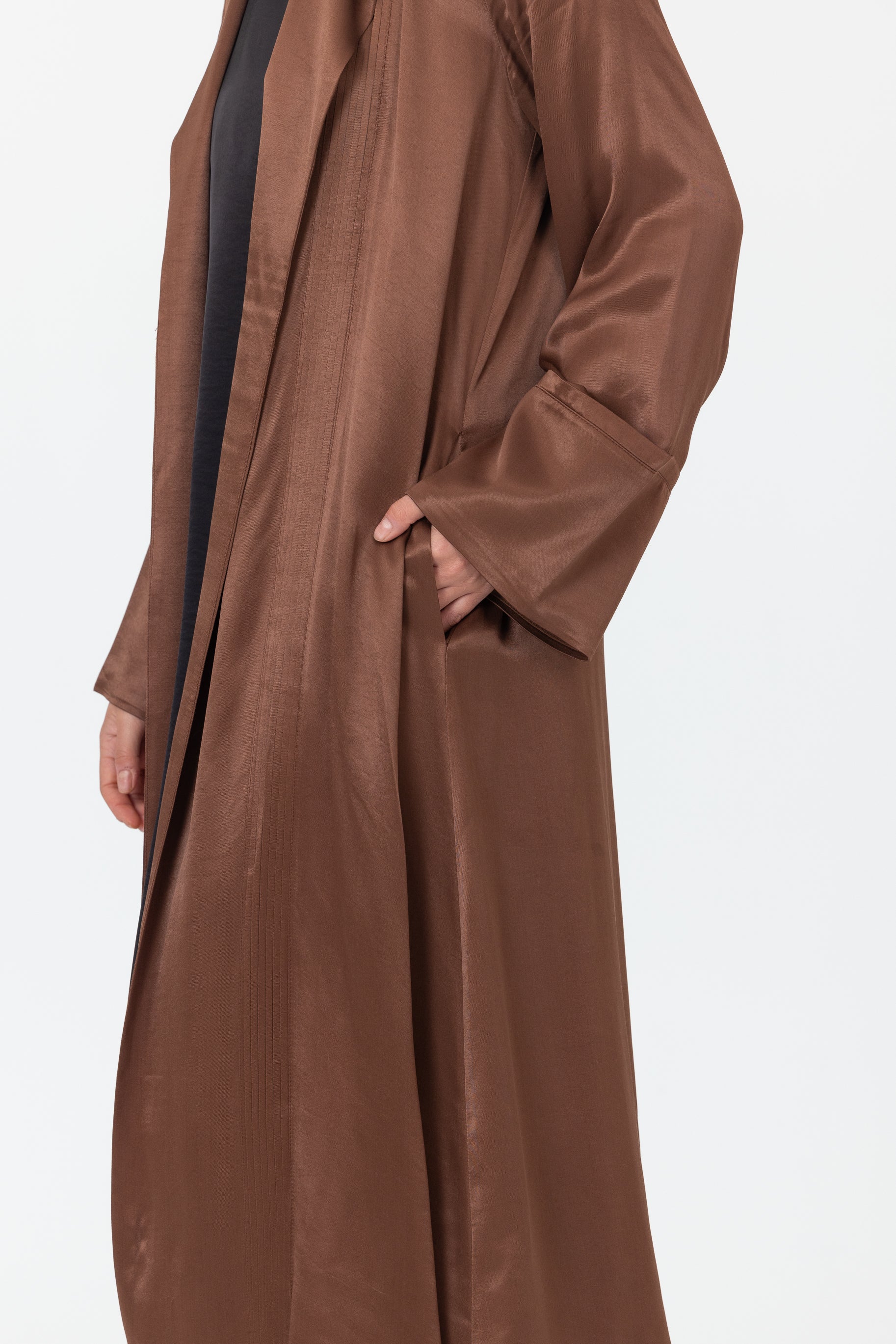 Sasha Satin Open Abaya - Copper