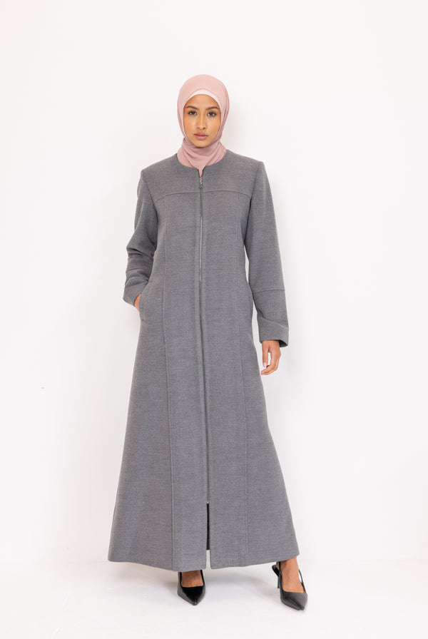 Winter Plus size Abaya - Grey