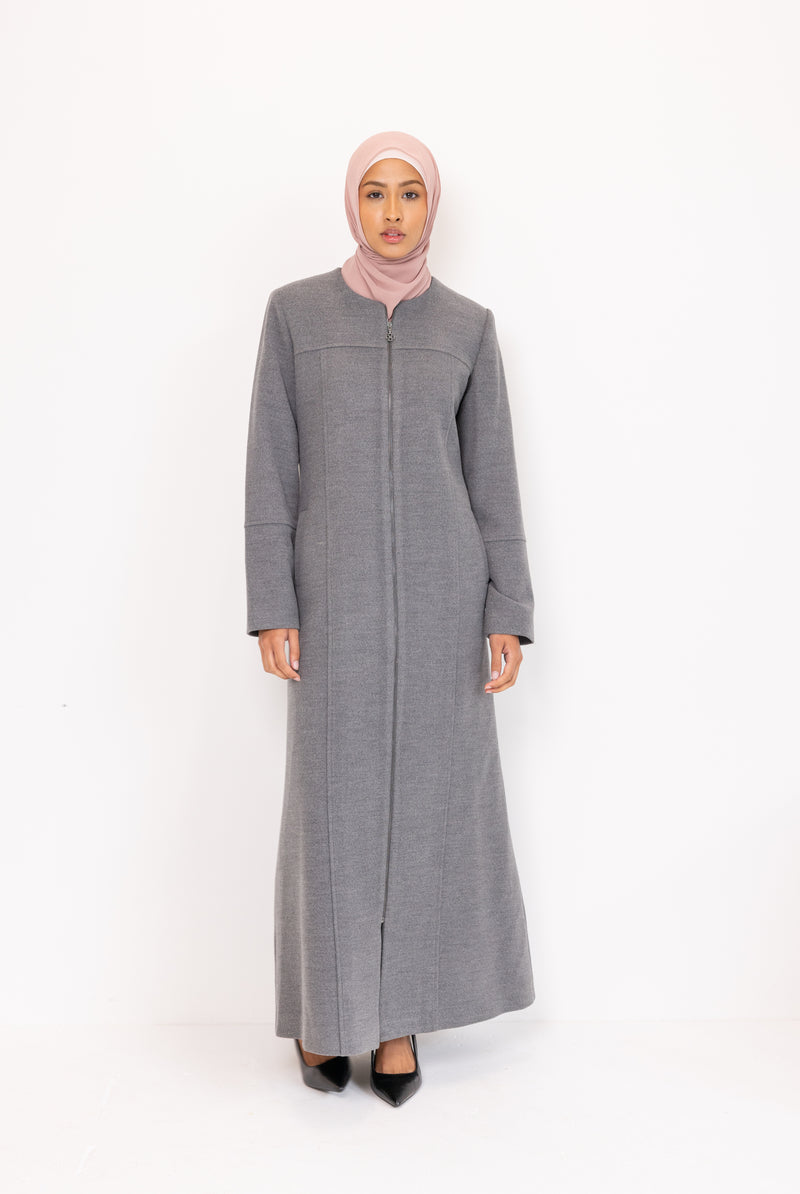 Winter Plus size Abaya - Grey