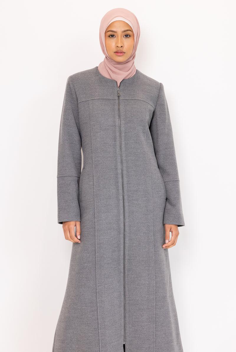 Winter Plus size Abaya - Grey