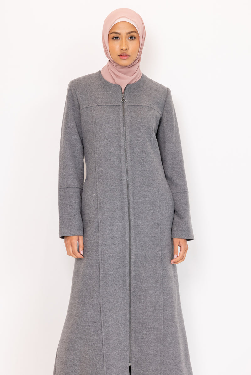 Winter Plus size Abaya - Grey