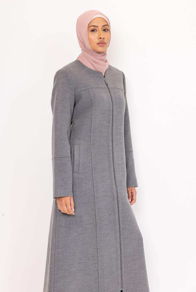 Winter Plus size Abaya - Grey