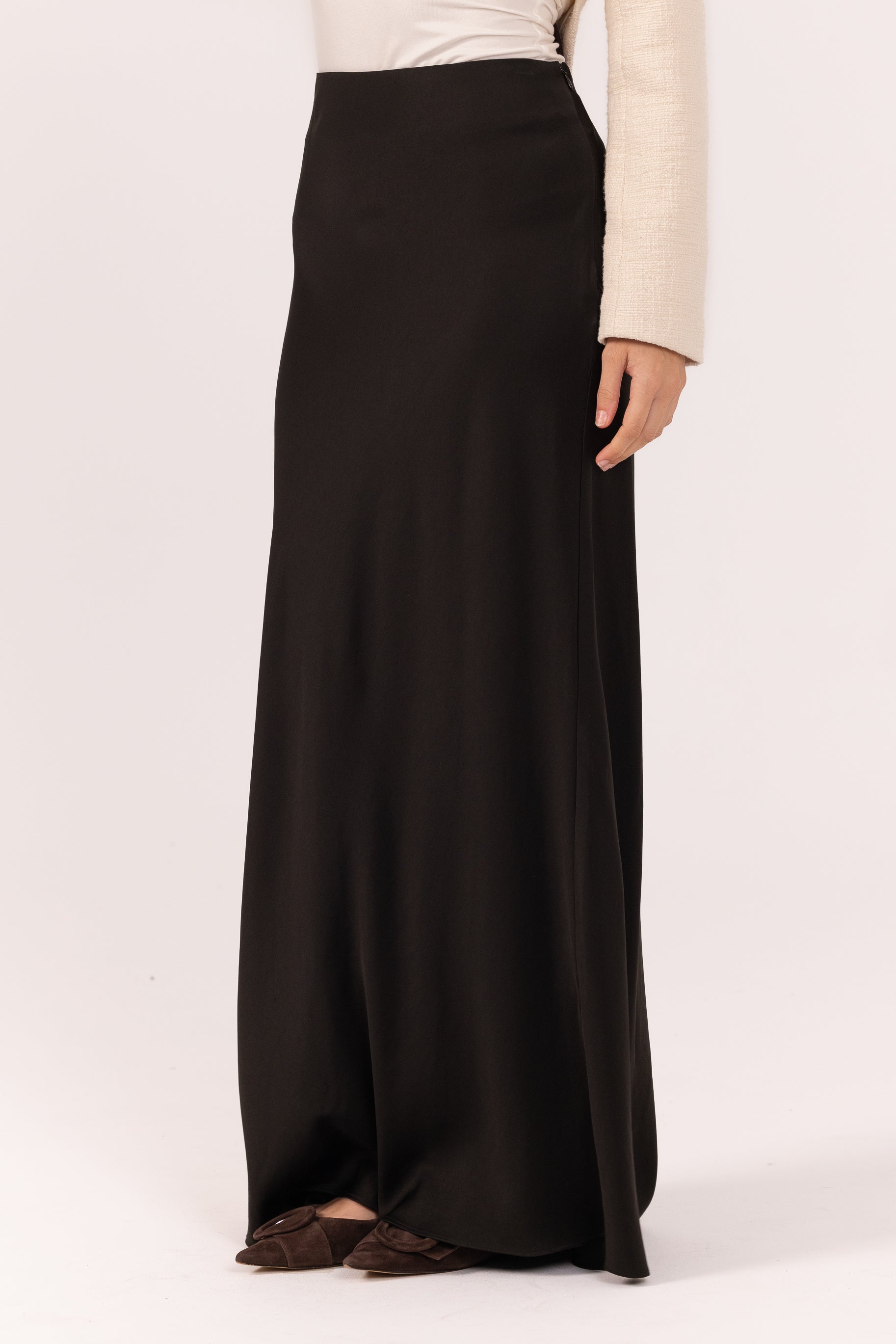 Satin Slip Skirt - Black