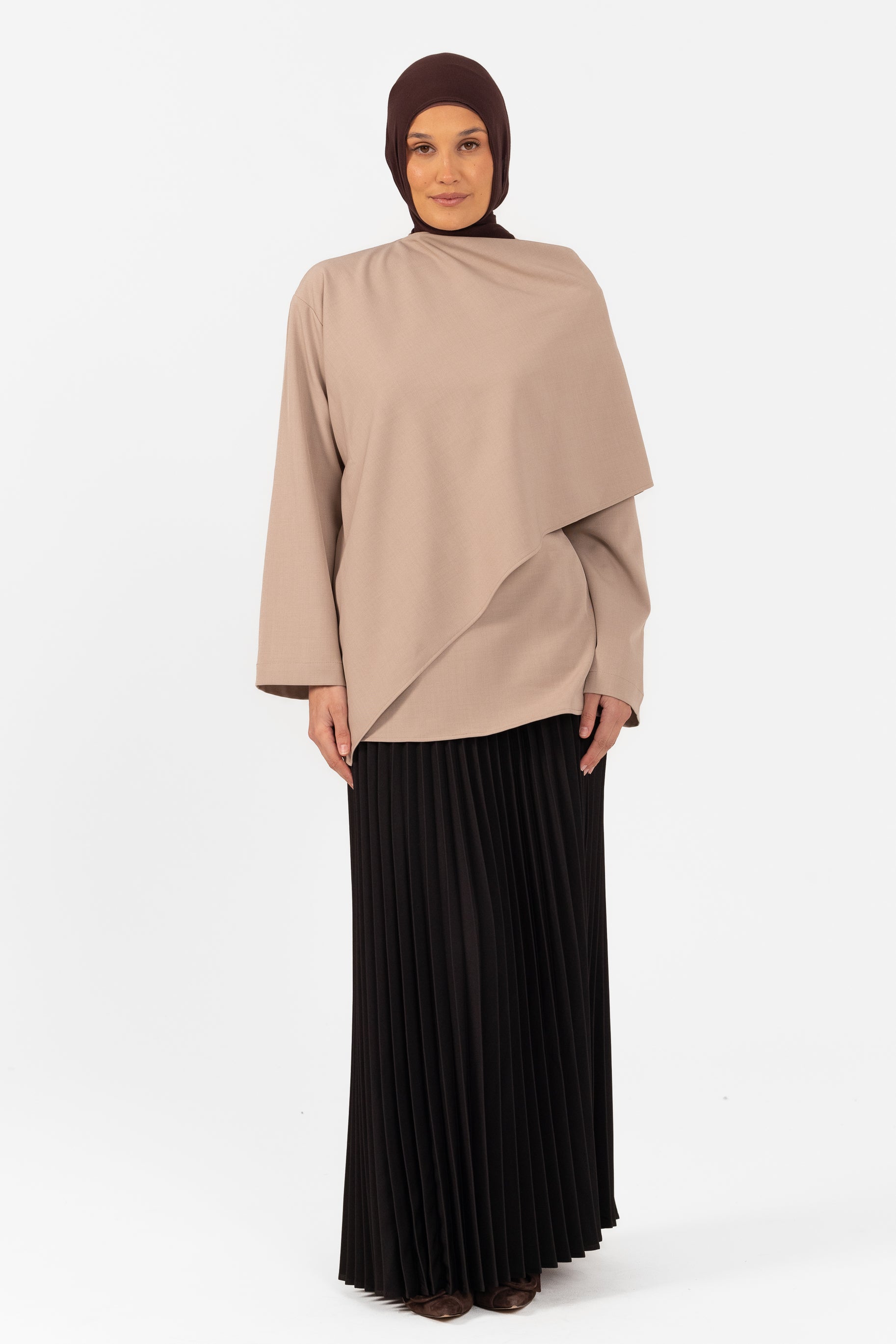 Ghanda Shawl Top - Taupe