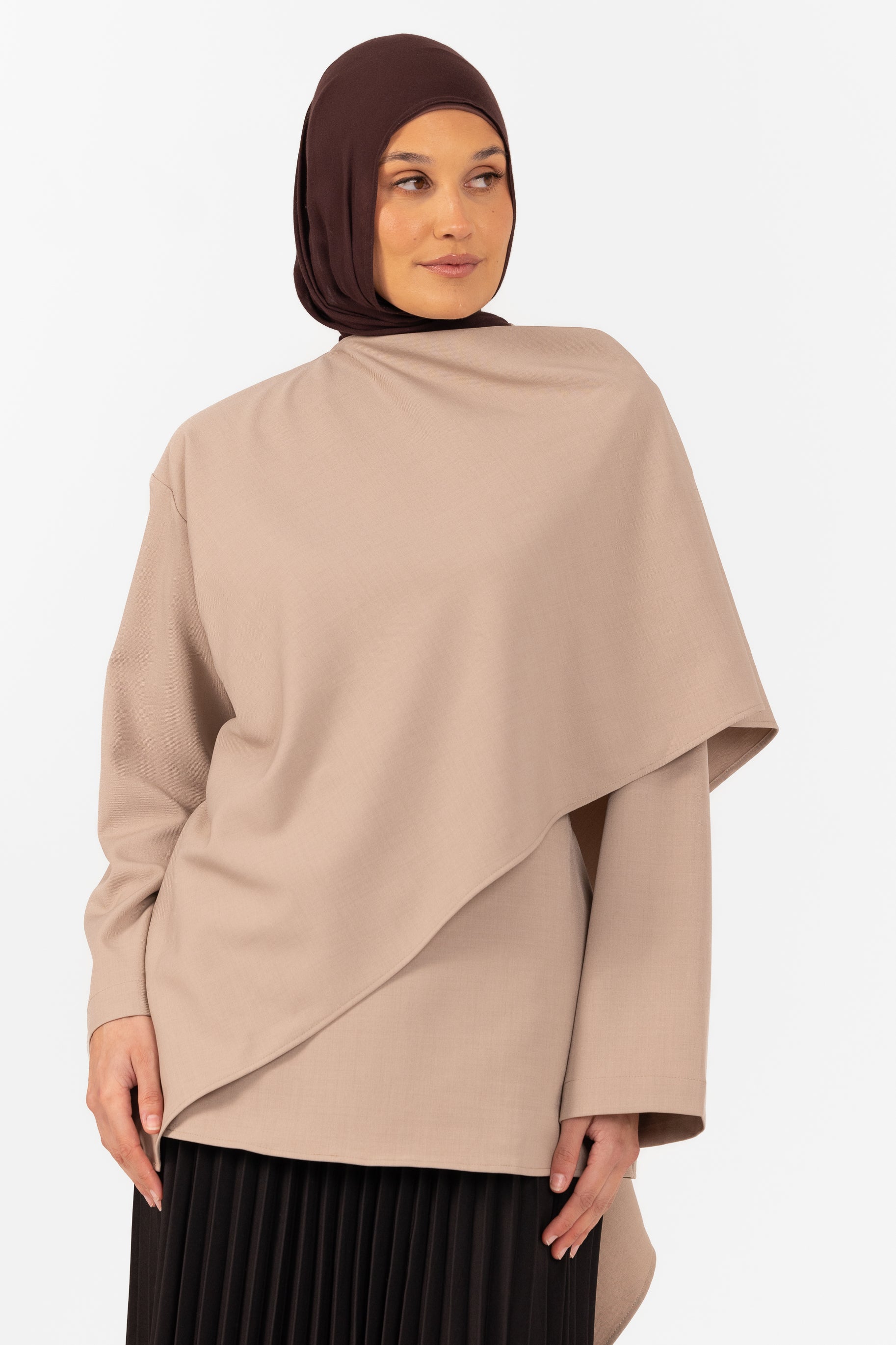 Ghanda Shawl Top - Taupe