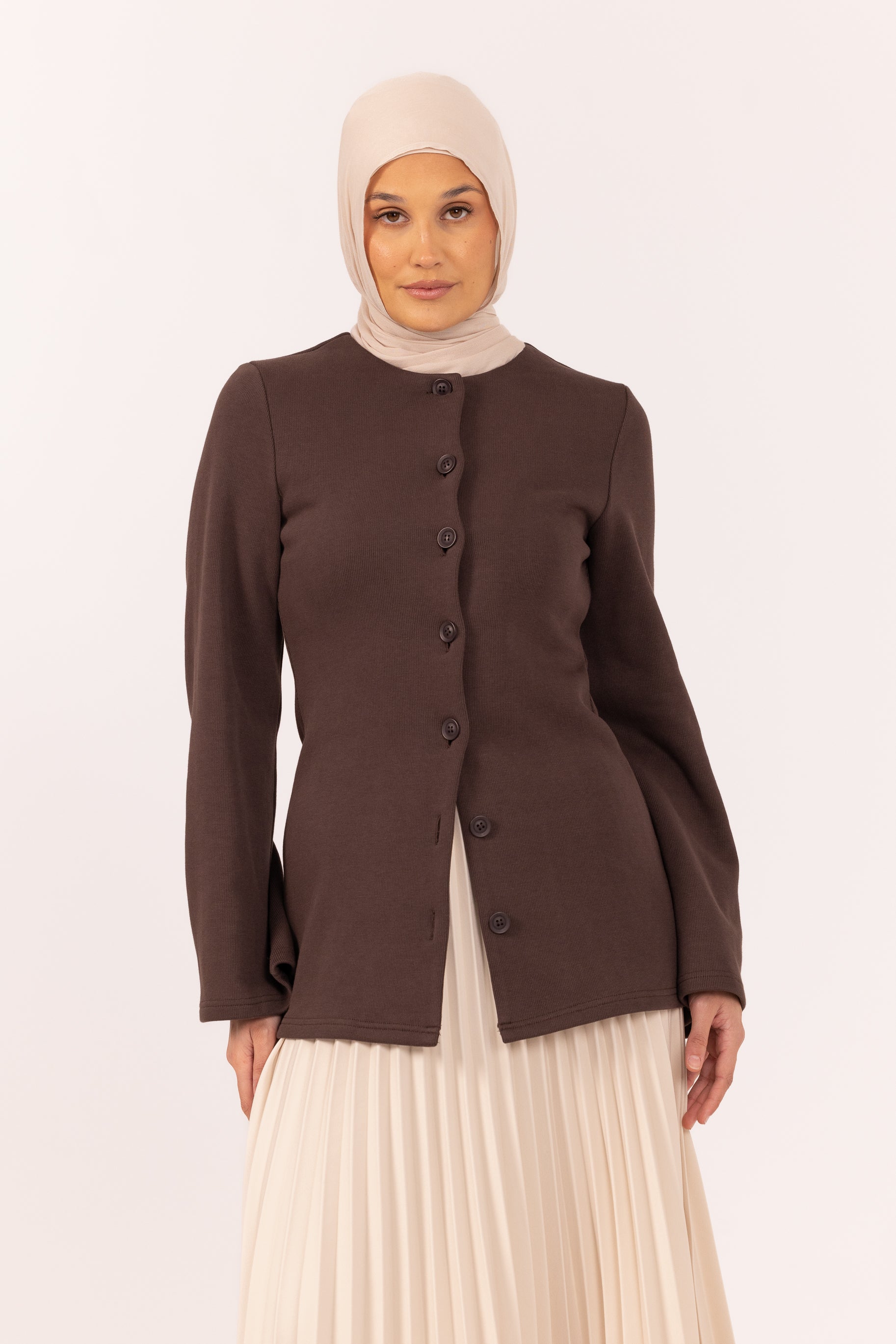 Nevene Knit Cardigan - Brown