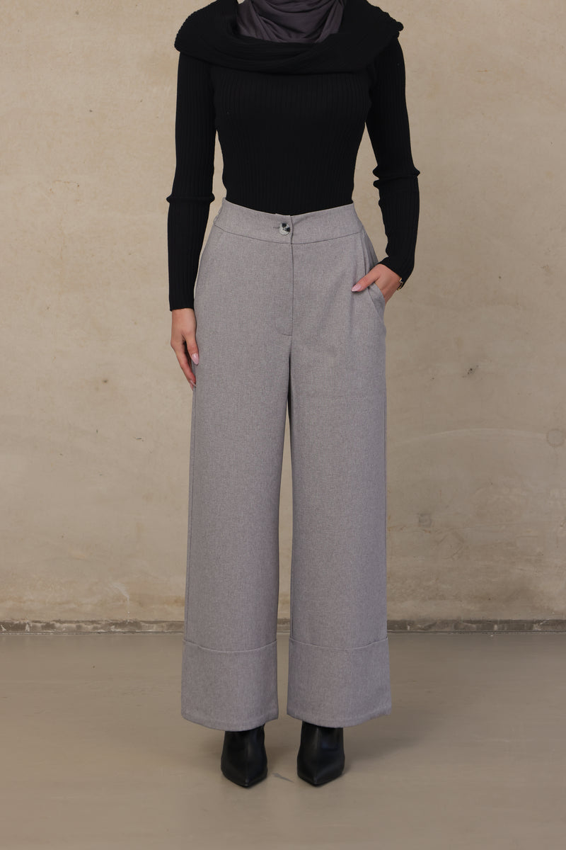 Alba Oversized Cuff Pant - Grey