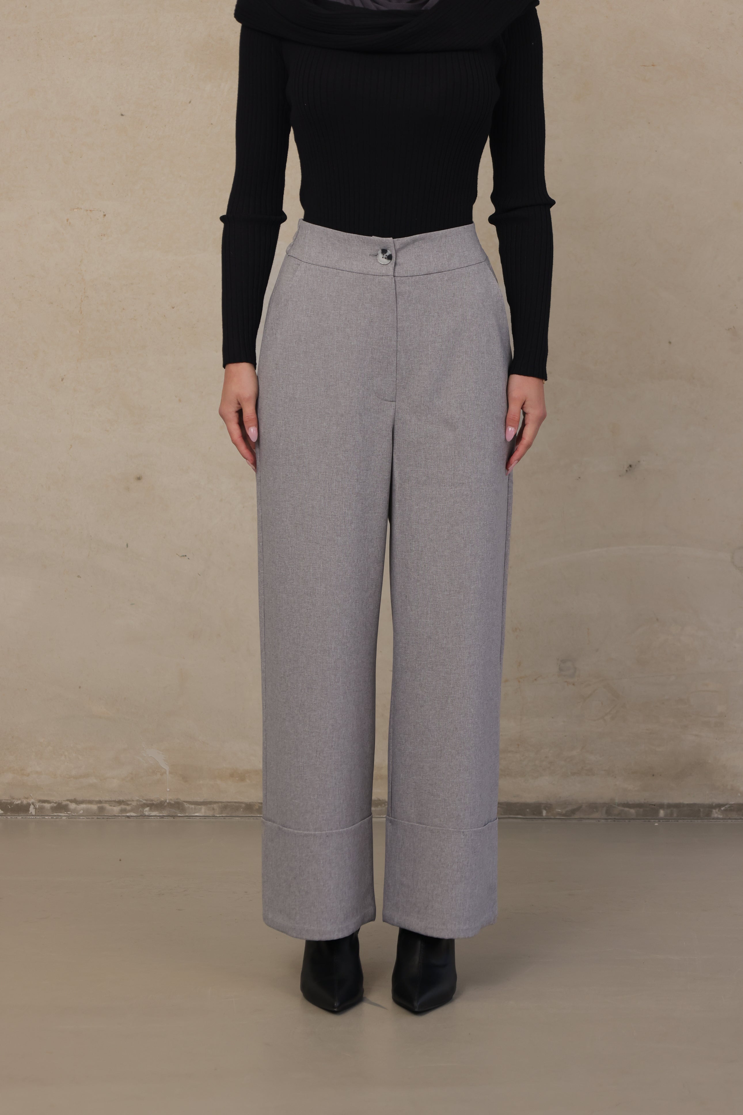 Alba Oversized Cuff Pant - Grey