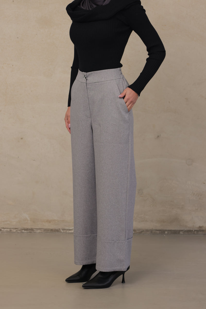 Alba Oversized Cuff Pant - Grey