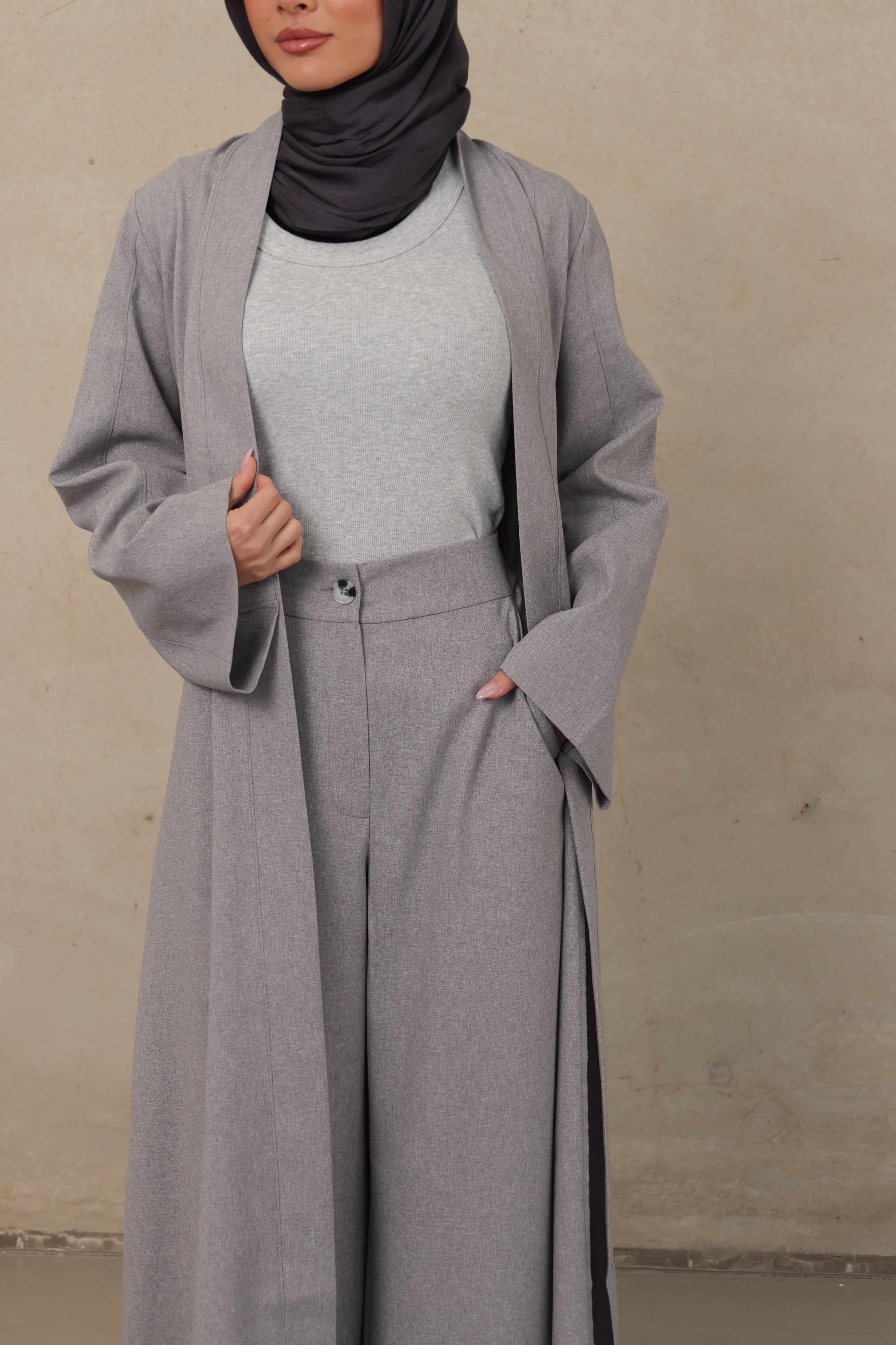 Alba Stitched Kimono - Grey