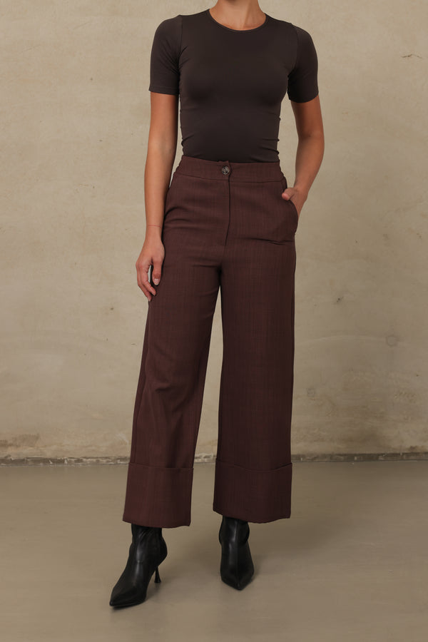 Aspen Oversized Cuff Pant - Chocolate