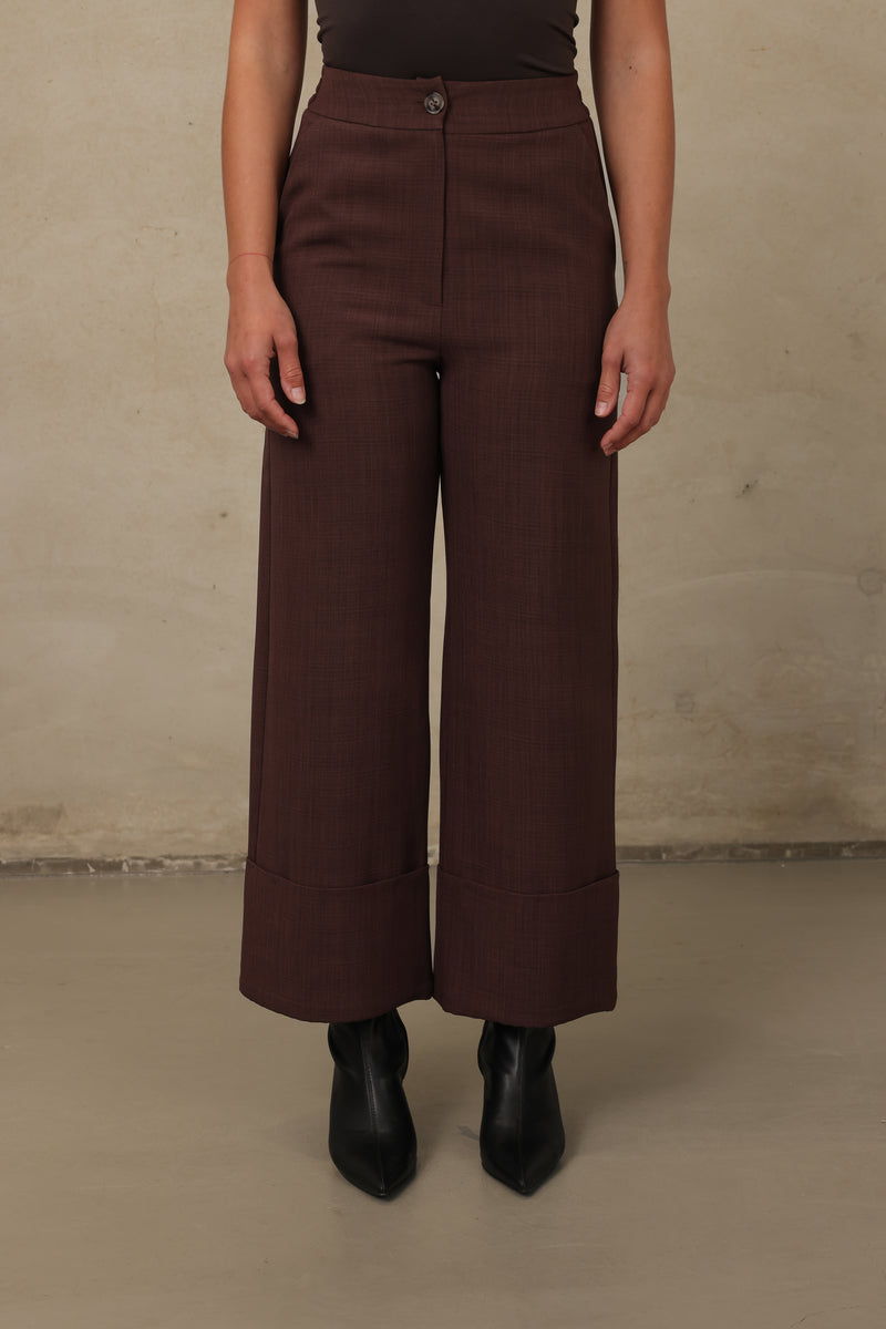 Aspen Oversized Cuff Pant - Chocolate