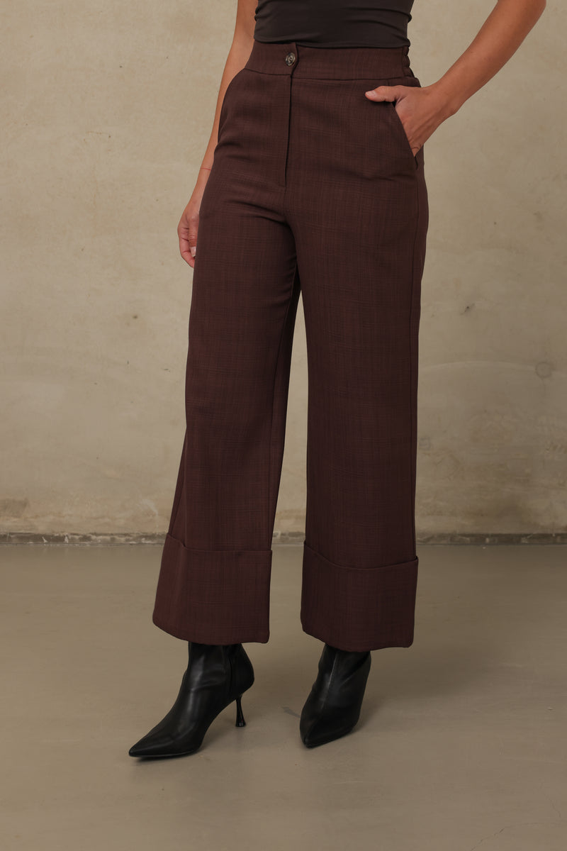 Aspen Oversized Cuff Pant - Chocolate