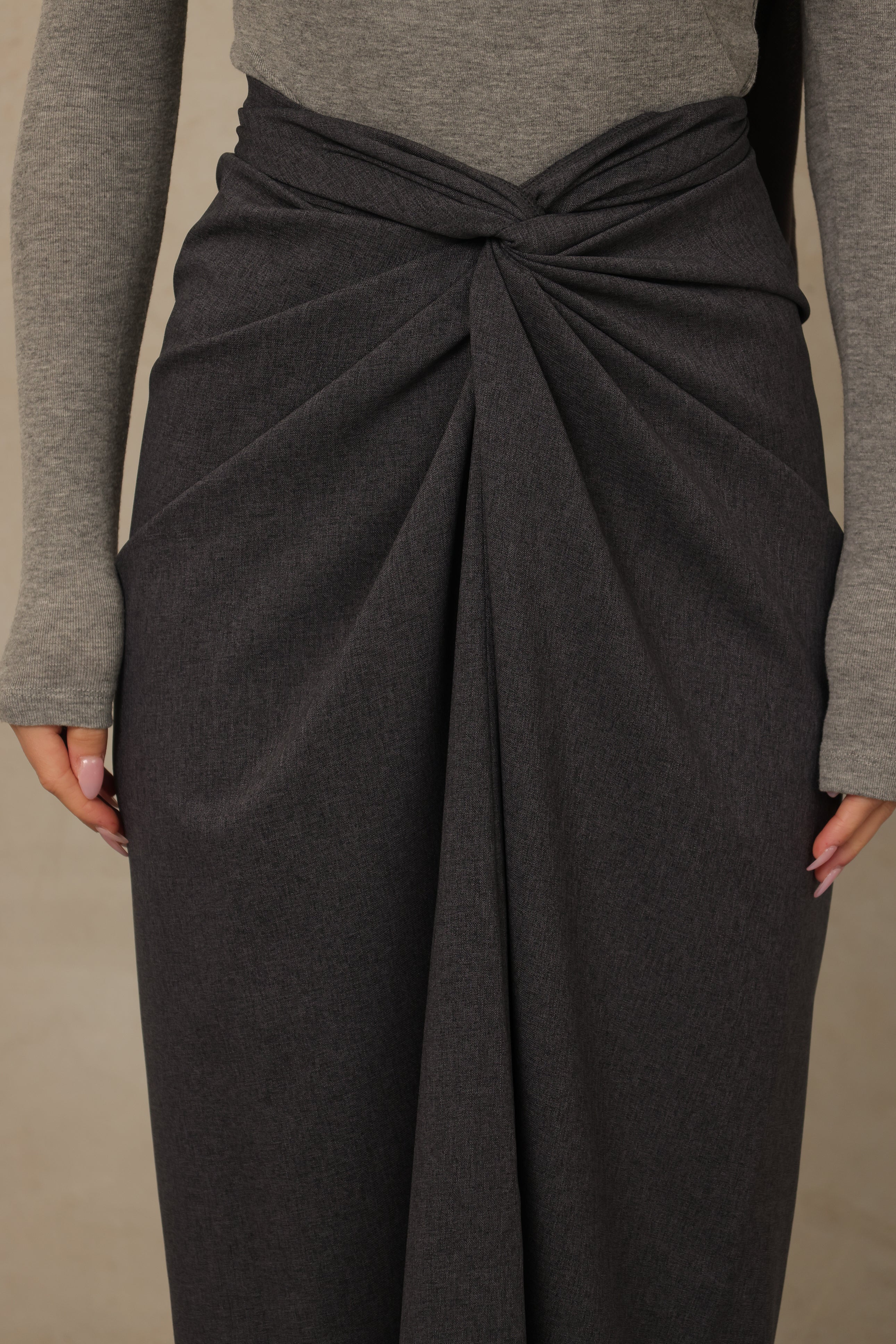 Alba Tie Up Skirt - Charcoal