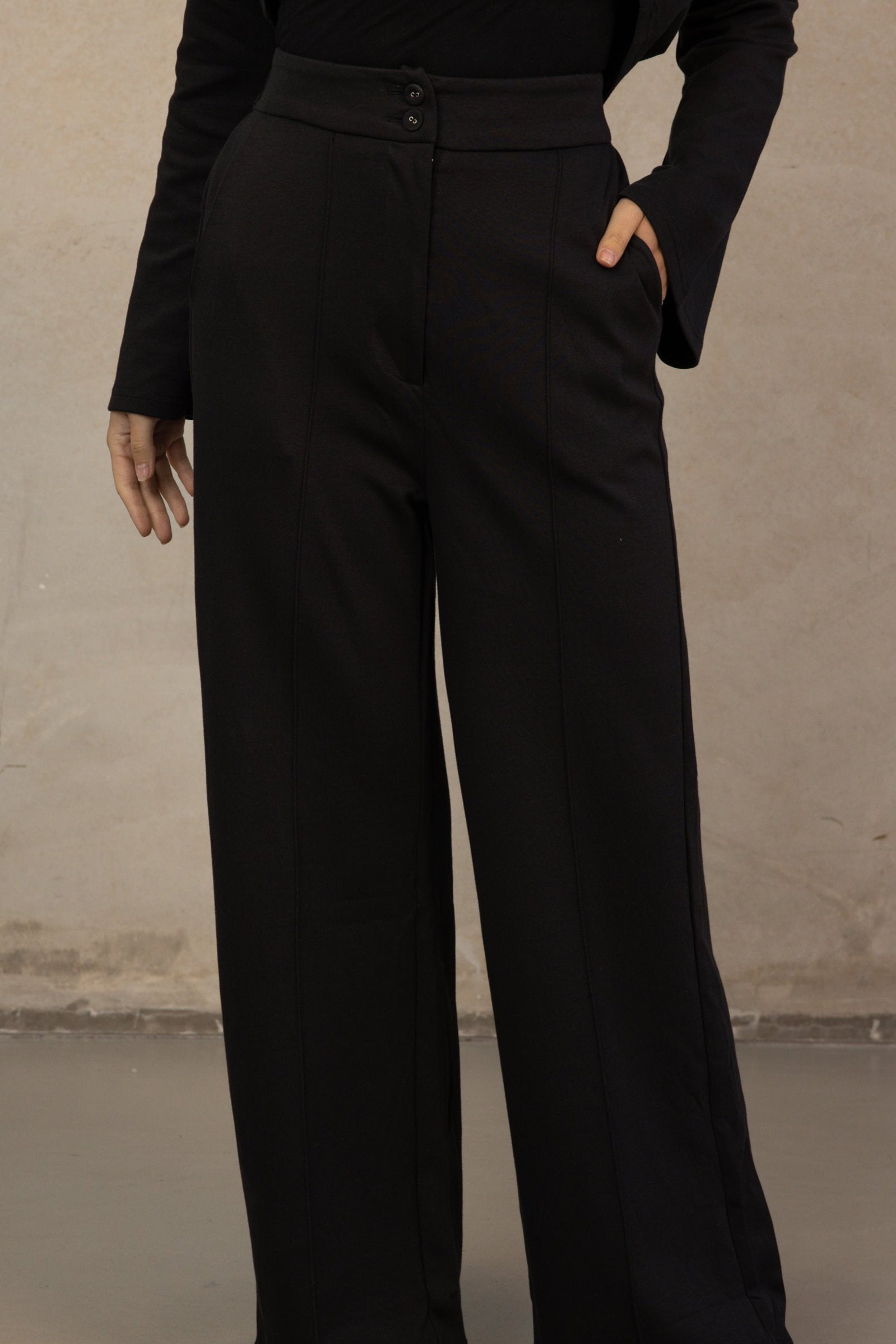 Cotton Contour Pants - Black