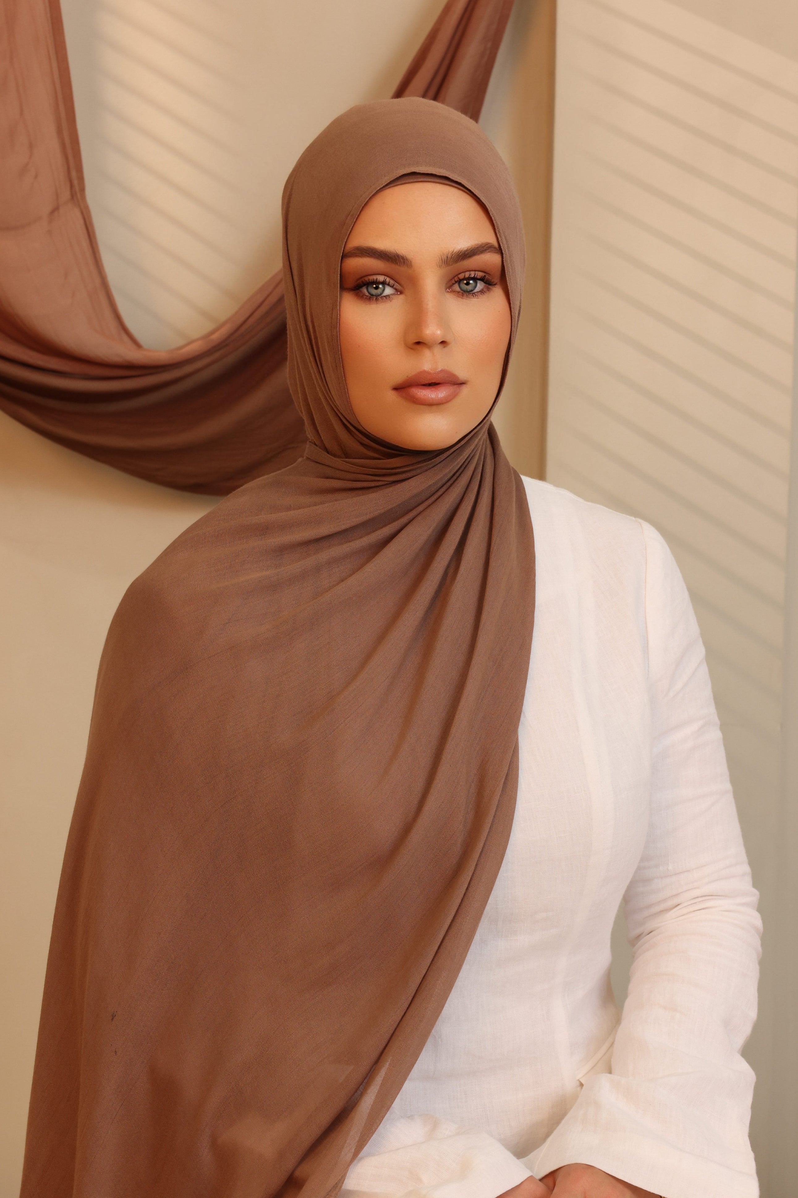 Double Stitched Modal Hijab Set - 19 Brown Taupe