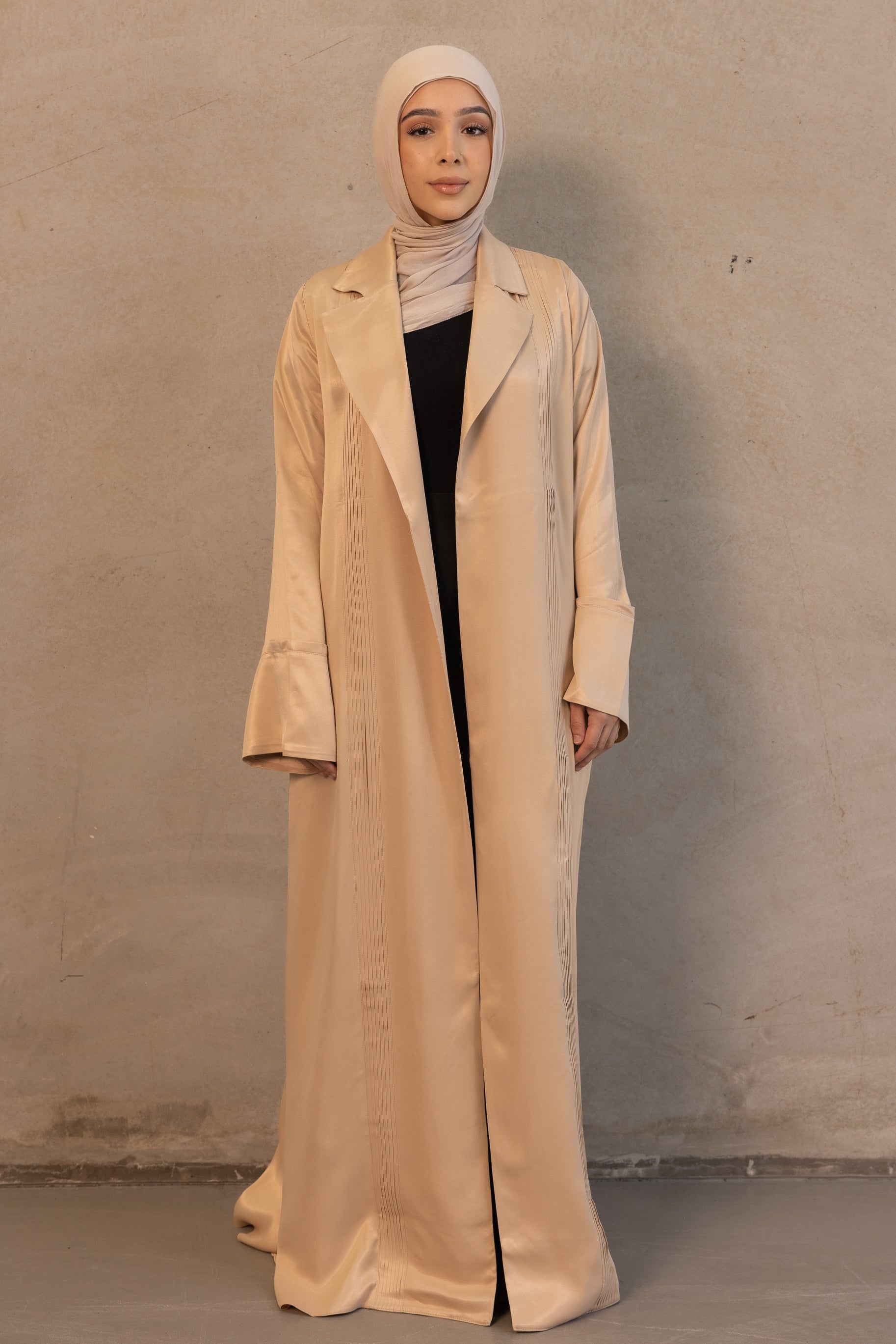 Sasha Satin Open Abaya - Taupe