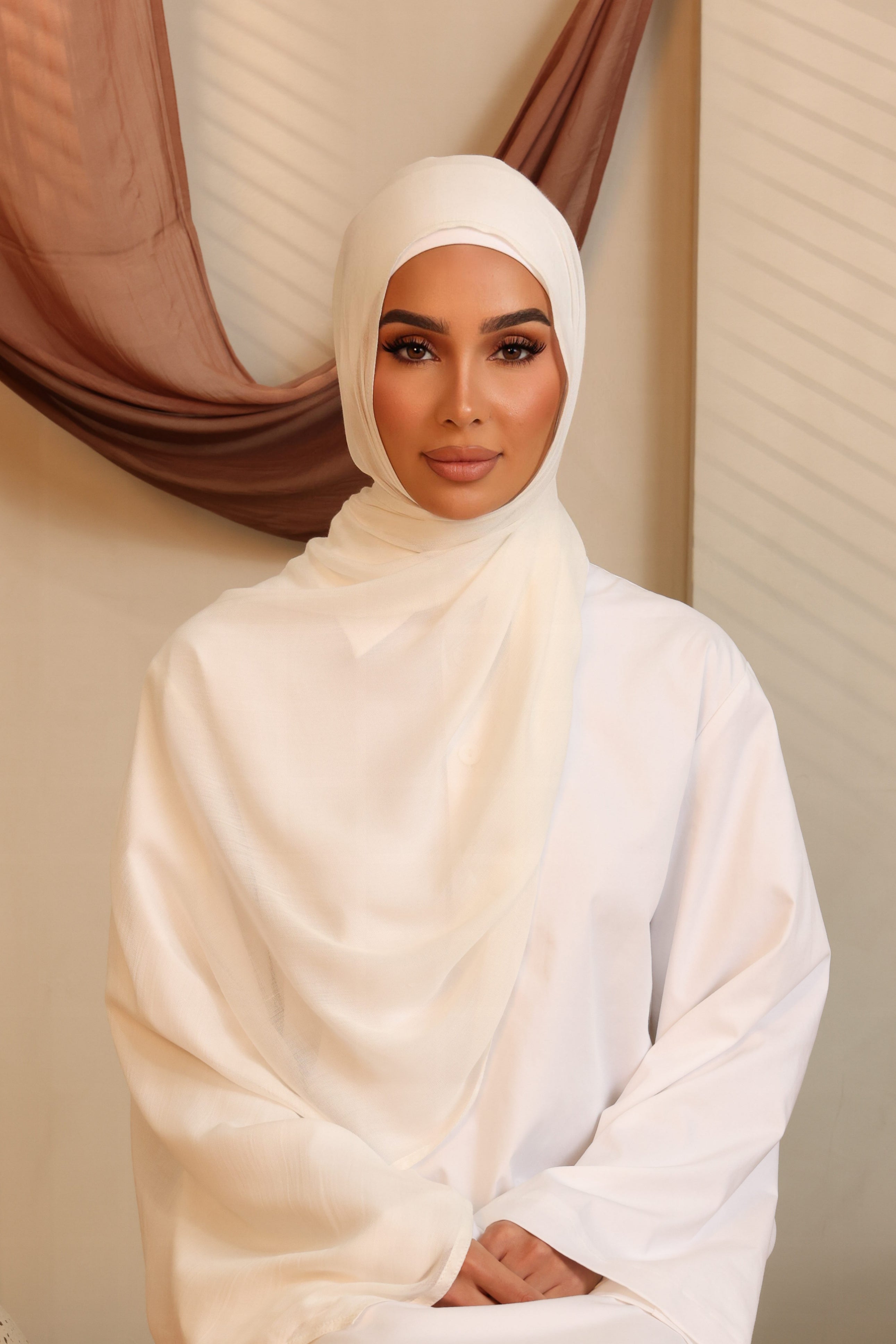 Double Stitched Modal Hijab Set - White