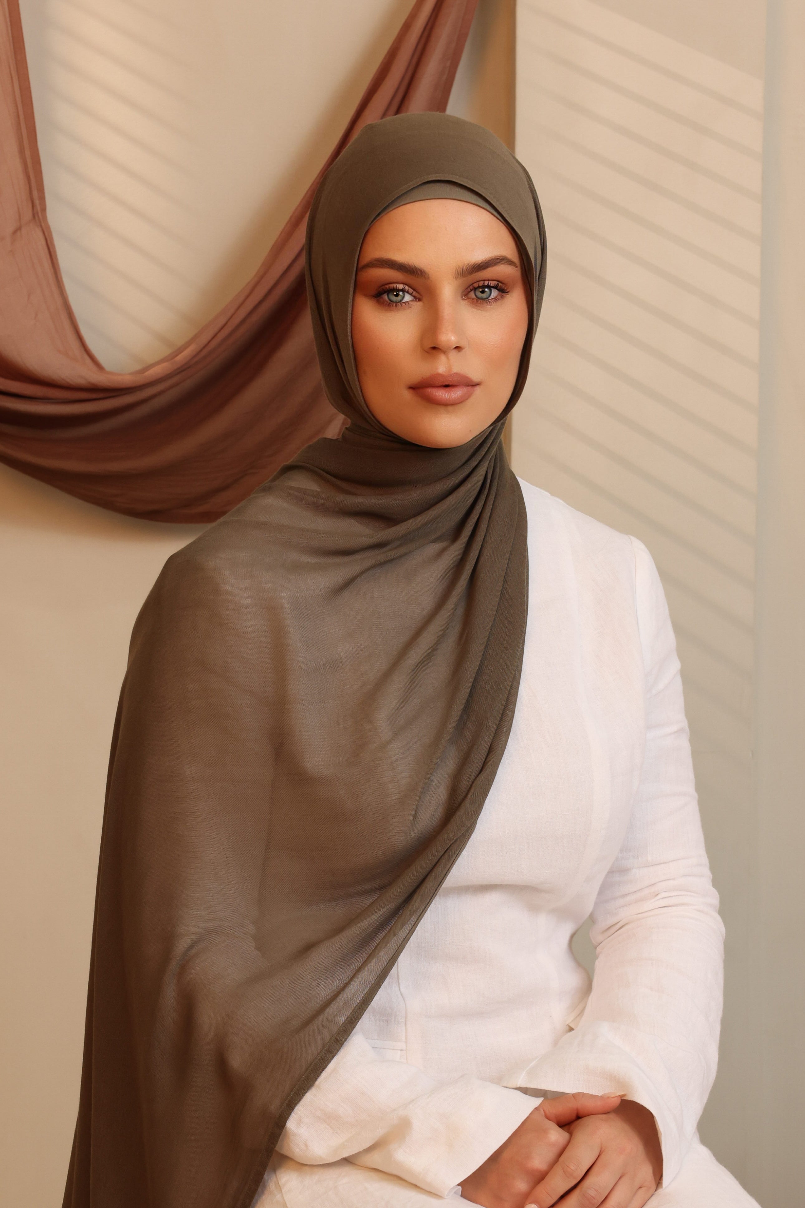 Double Stitched Modal Hijab Set - Warm Lead