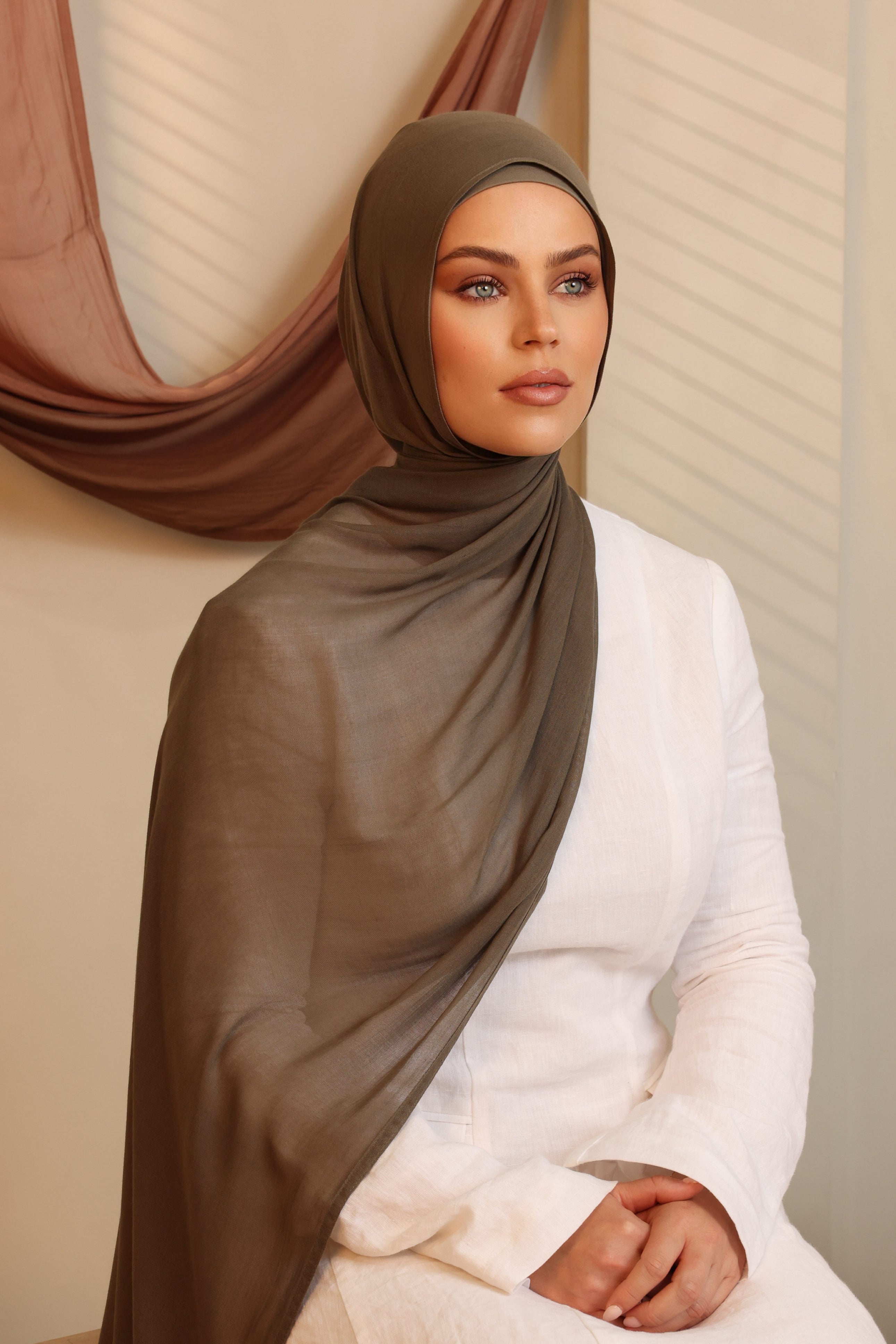 Double Stitched Modal Hijab Set - Warm Lead