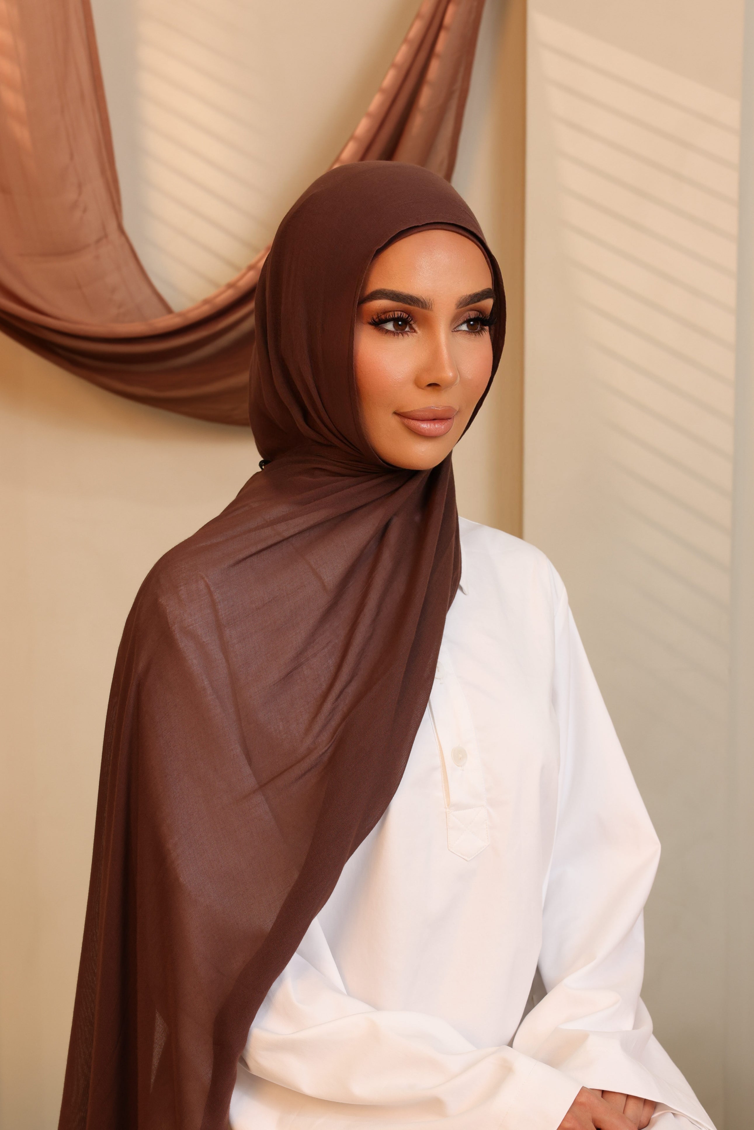 Double Stitched Modal Hijab Set - Burnt Sienna