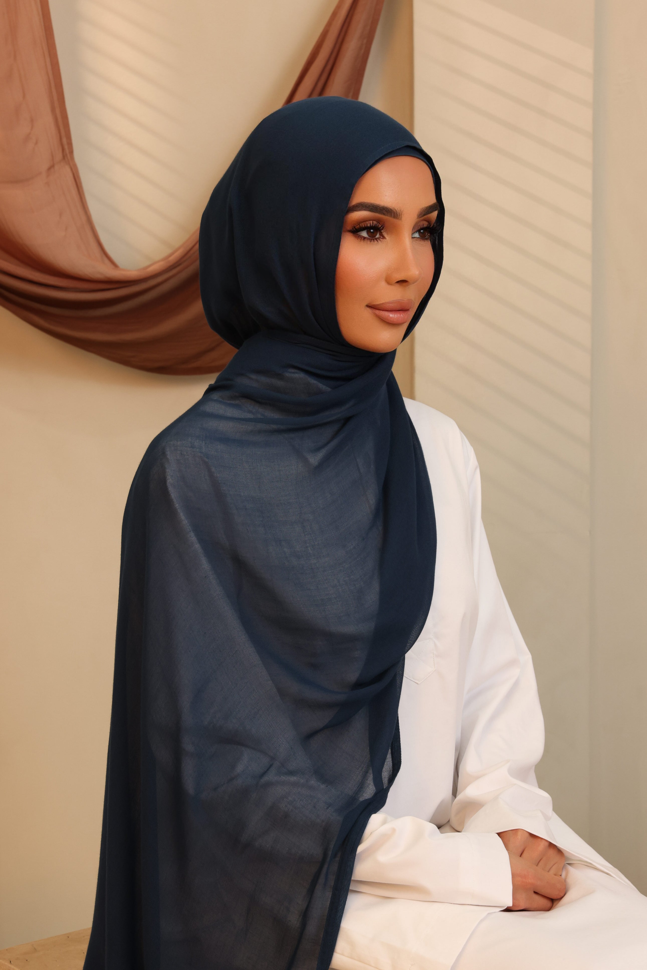 Double Stitched Modal Hijab Set - 29 Navy