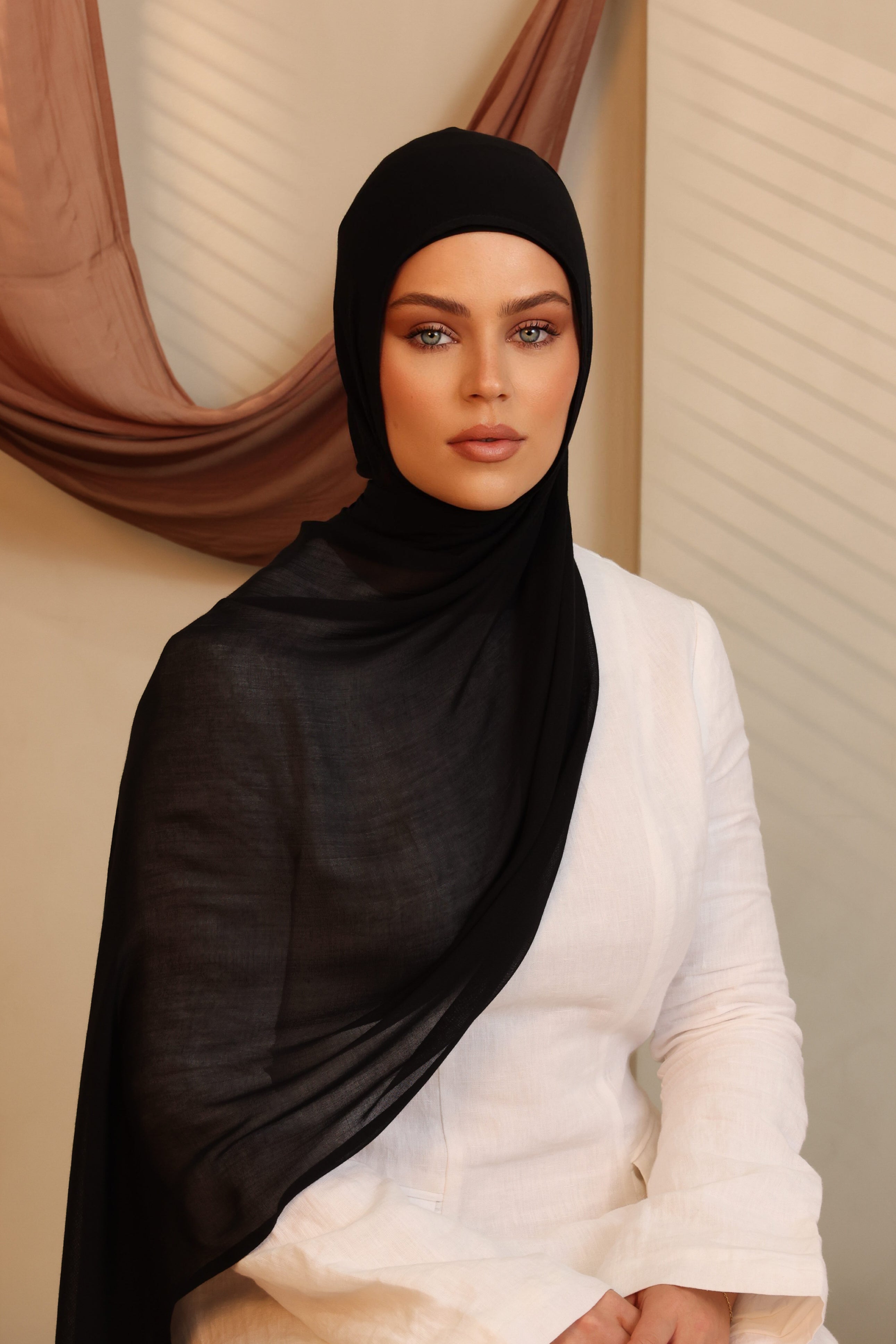 Double Stitched Modal Hijab Set - Black