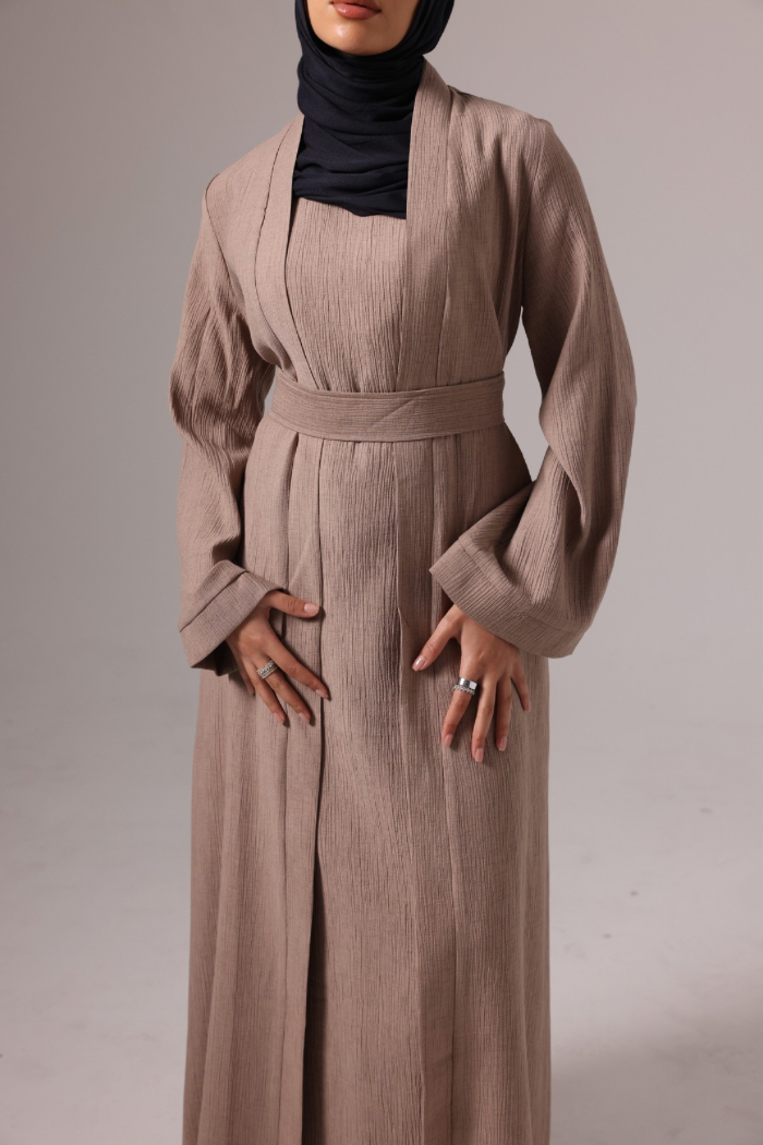 Leen Open Abaya Set - Cedar